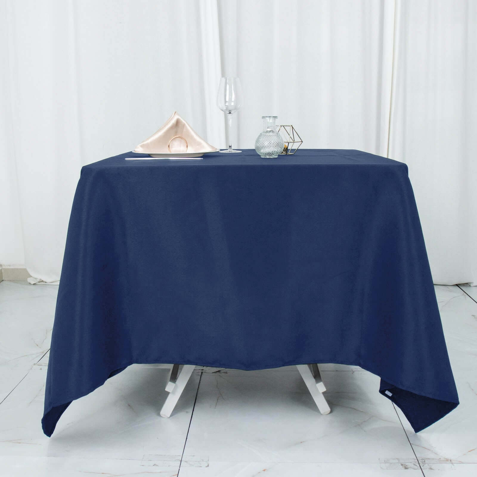 Premium Polyester Square Tablecloth 70x70 Navy Blue 220GSM Wrinkle-Resistant Table Cover