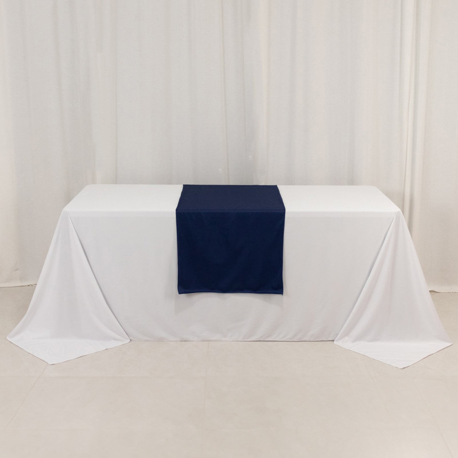 Wide Polyester 24x72 Table Runner Navy Blue - Durable Trade Show Table Linen