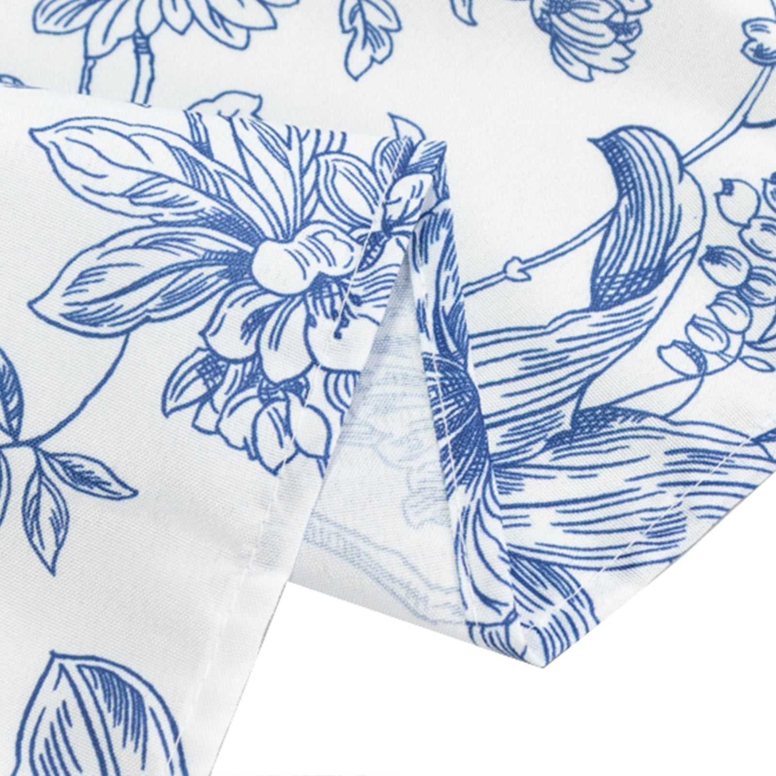 Polyester 60x102 Rectangle Tablecloth White - Blue French Toile Pattern for Elegant Gatherings