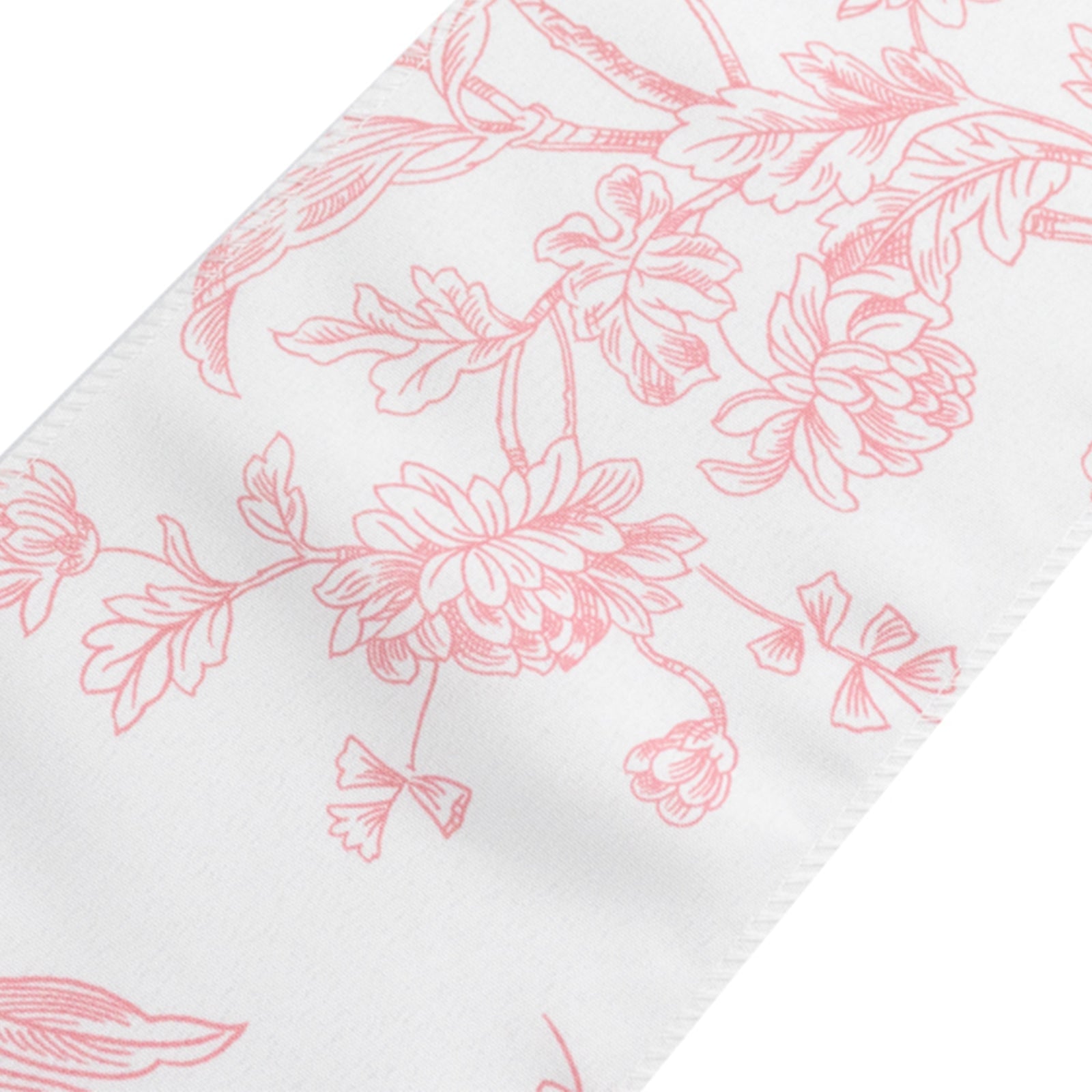 Polyester Chair Sashes White/Pink French Toile Floral Design - Wrinkle-Resistant & Durable Chair Bows 6x108