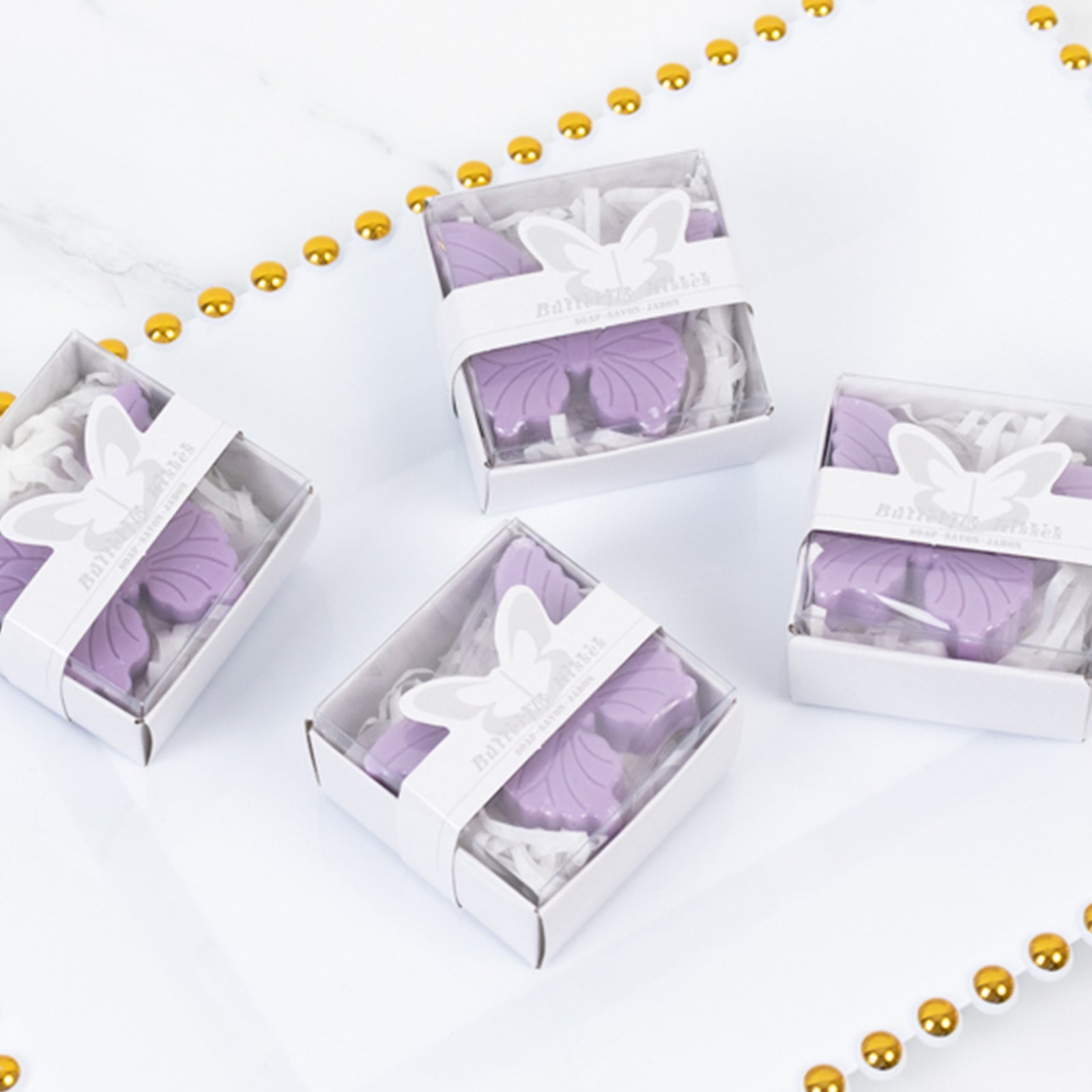 10 Pack Lavender Butterfly Unscented Soap Baby Shower Favors with Gift Boxes, Pre-Packed Bridal Shower Wedding Souvenirs - 2