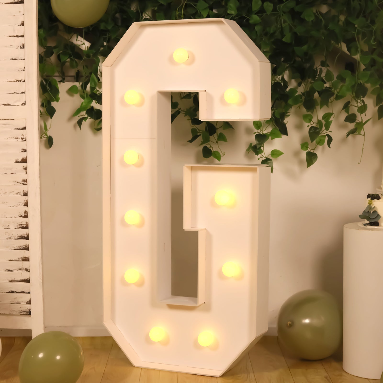 Giant LED Marquee Light Up Letter G, White 4ft Pre-Cut Foam Board with 10 Warm White Battery Operated LEDs, Glue Gun and Sticks