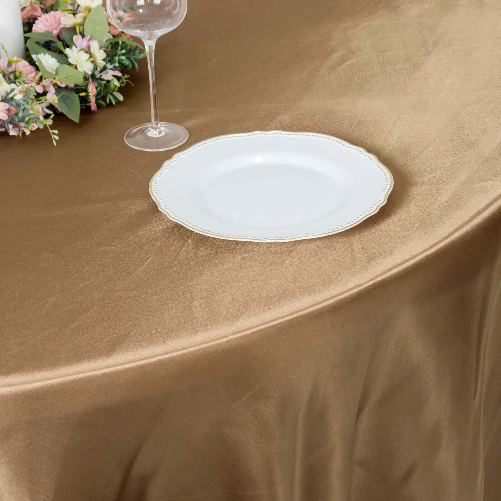 Satin 108 Round Tablecloth Taupe - Smooth and Lustrous Table Cover