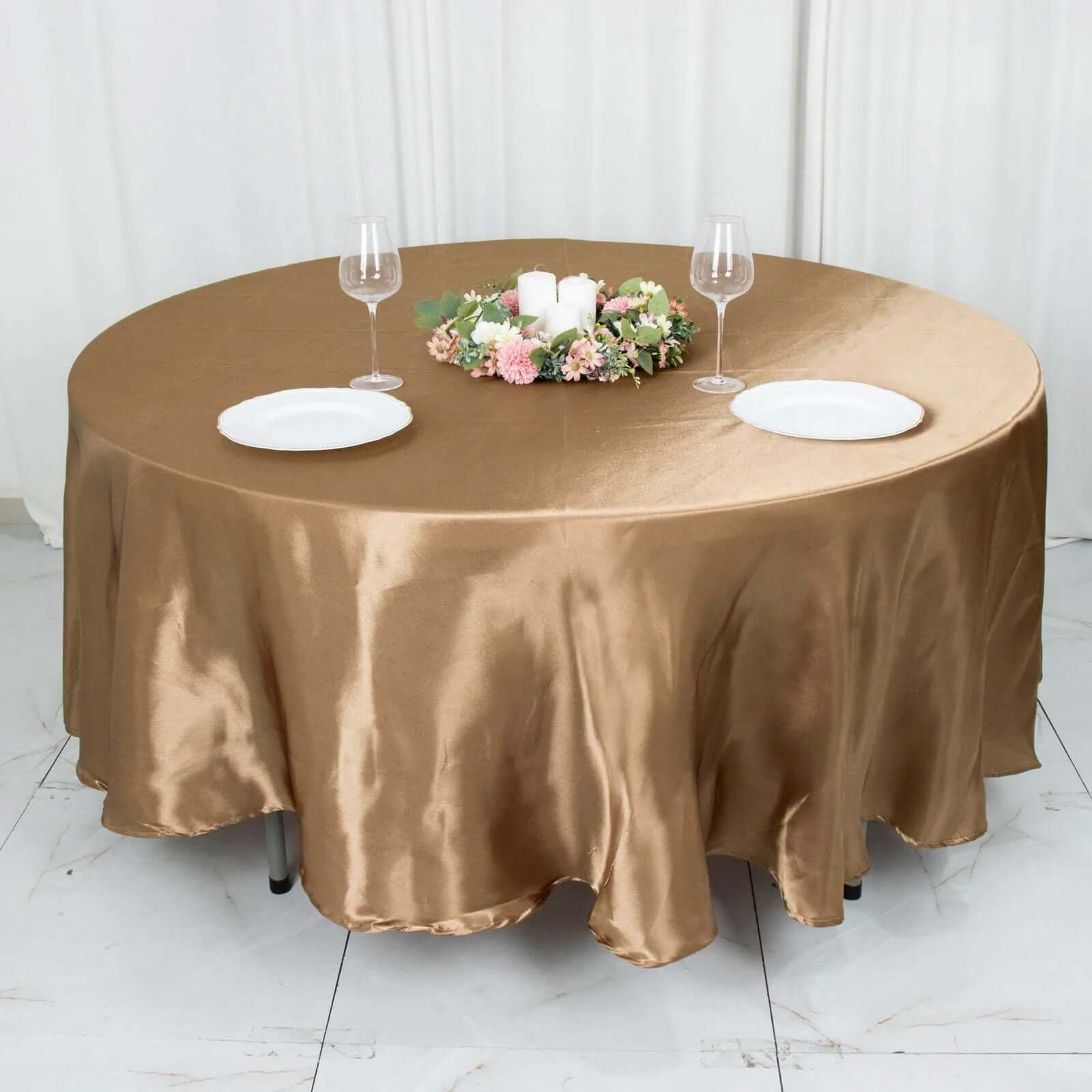 Satin 108 Round Tablecloth Taupe - Smooth and Lustrous Table Cover