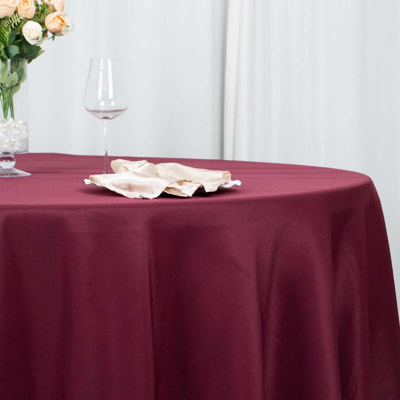 Premium Polyester 108 Round Tablecloth Burgundy - Wrinkle-Resistant 220GSM Table Cover