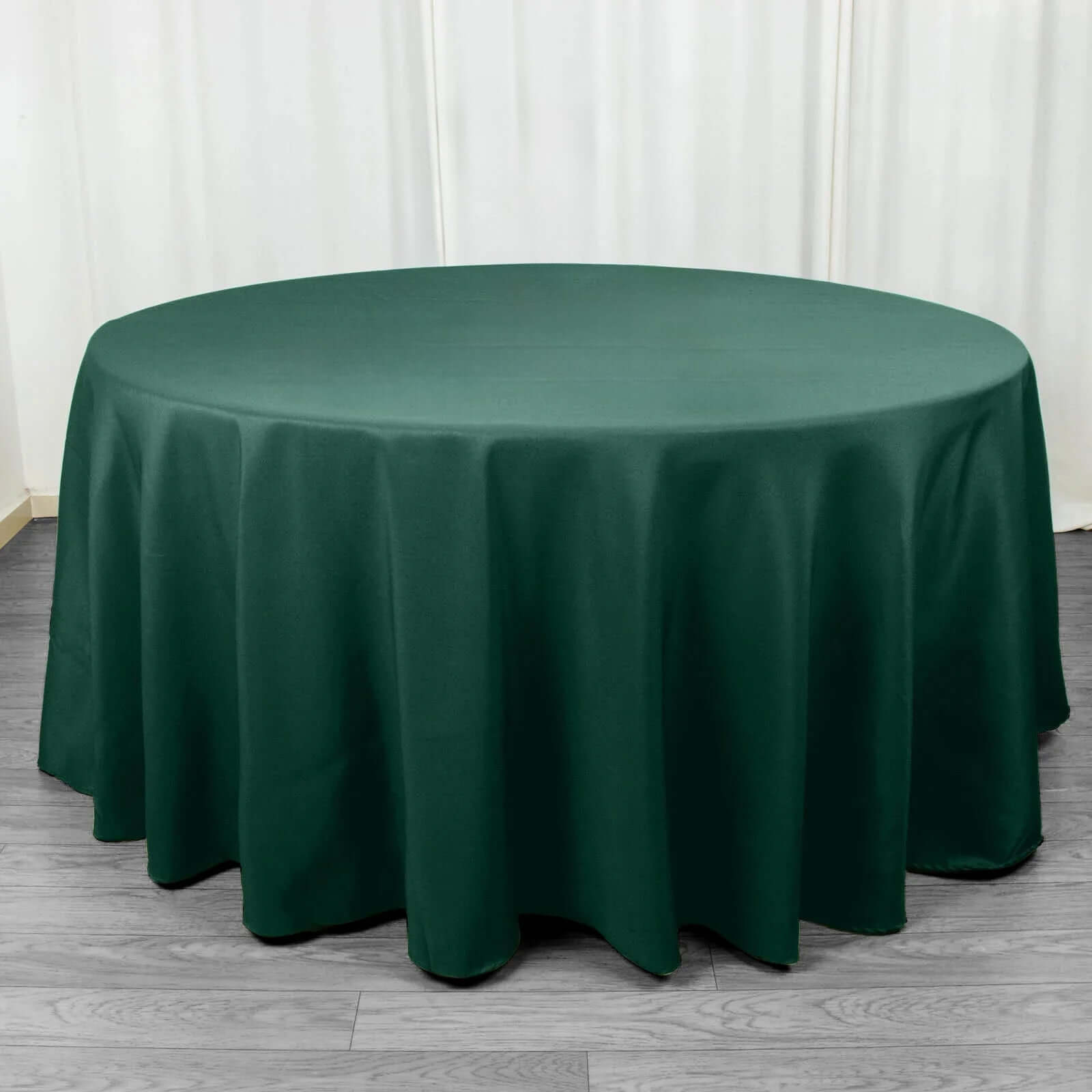 Premium Polyester 120 Round Tablecloth Hunter Emerald Green - Seamless 220GSM Wrinkle-Resistant Table Cover