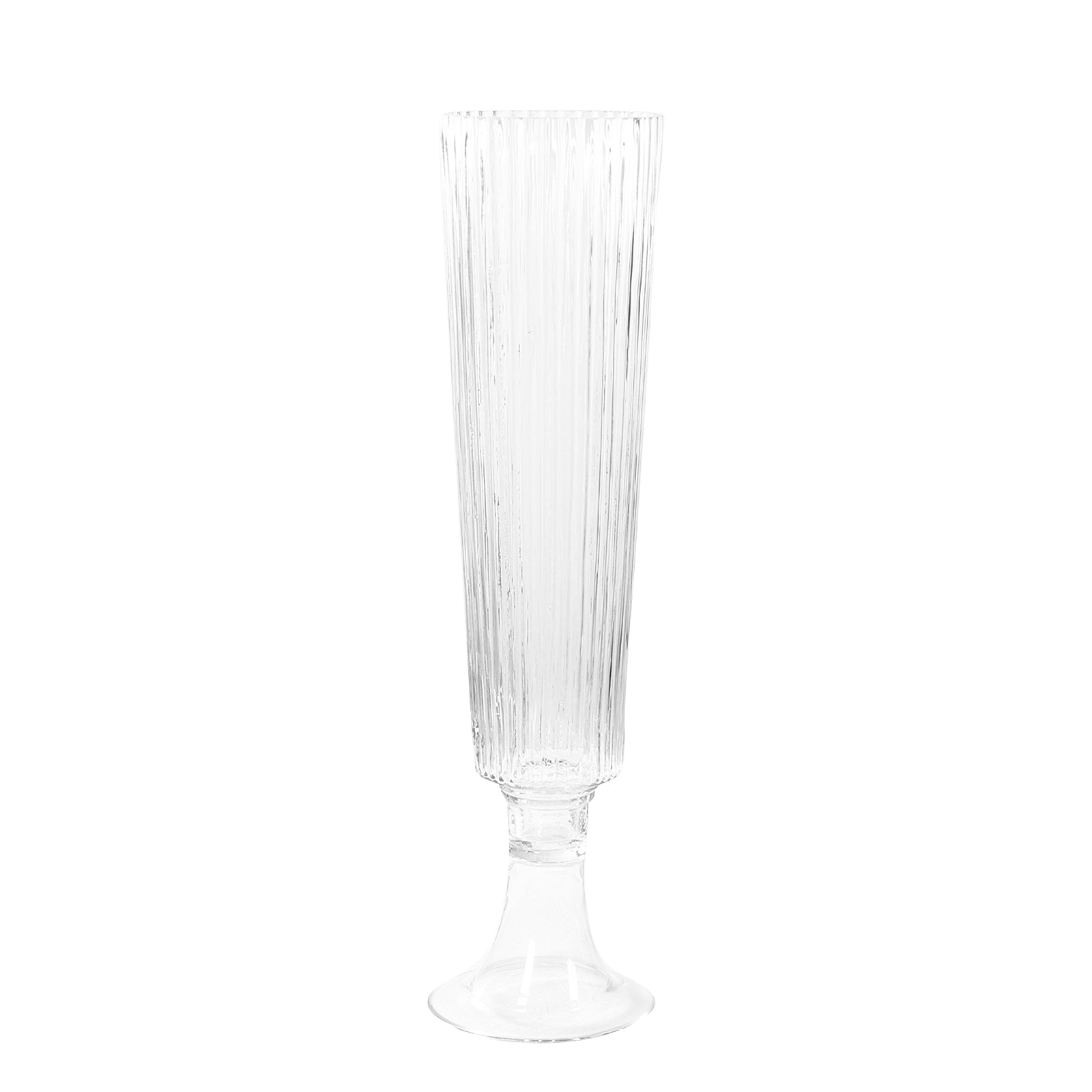 4-Pack Glass Trumpet Vases Ribbed Design Clear - Durable Flower Centerpieces for Events 26