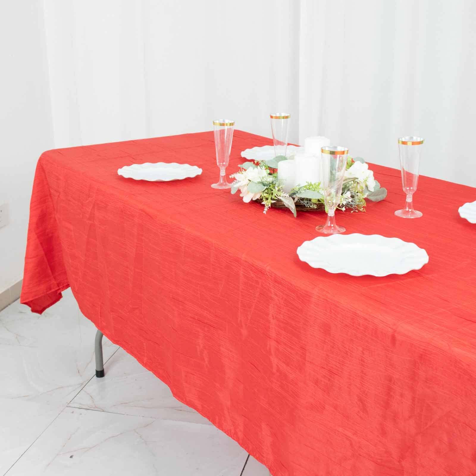 Taffeta 60x102 Rectangle Tablecloth Red - Accordion Crinkle Table Cover