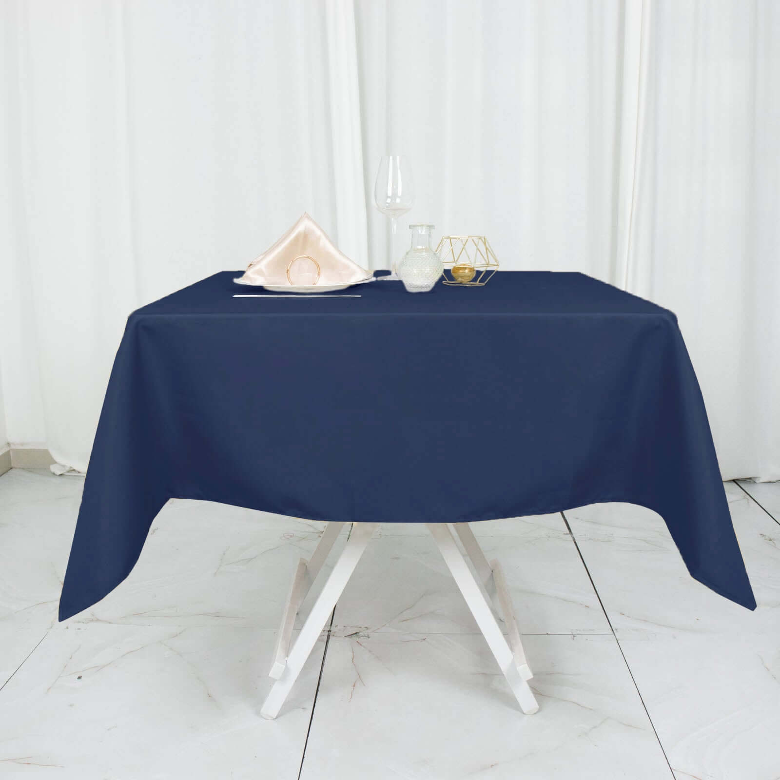 Premium Polyester 54x54 Square Tablecloth Navy Blue - Stain and Wrinkle-Resistant 220GSM Table Cover