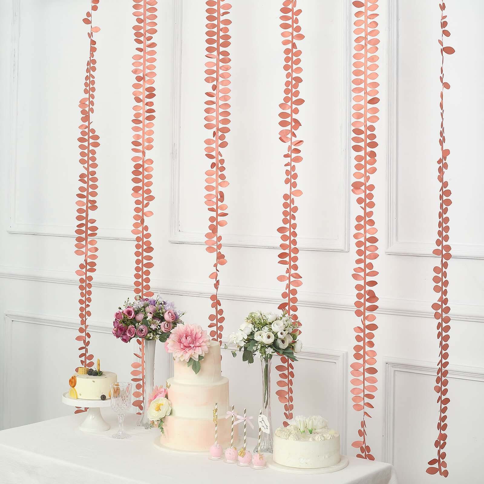 Taffeta Ribbon Sash with 4 Leaf Petal Design Terracotta (Rust) 50ft - Sophisticated Artificial Fabric Garland