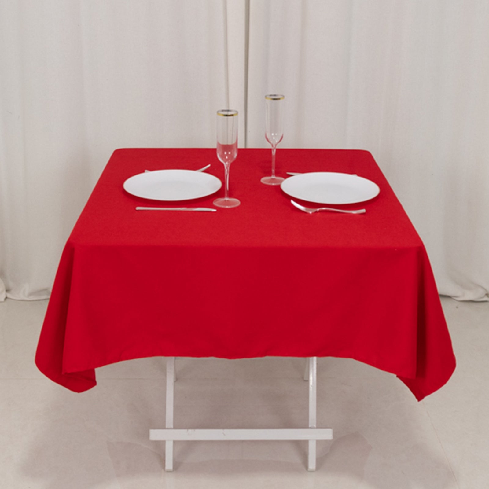 Cotton Blend 54x54 Square Tablecloth Red - Wrinkle-Resistant Table Cover