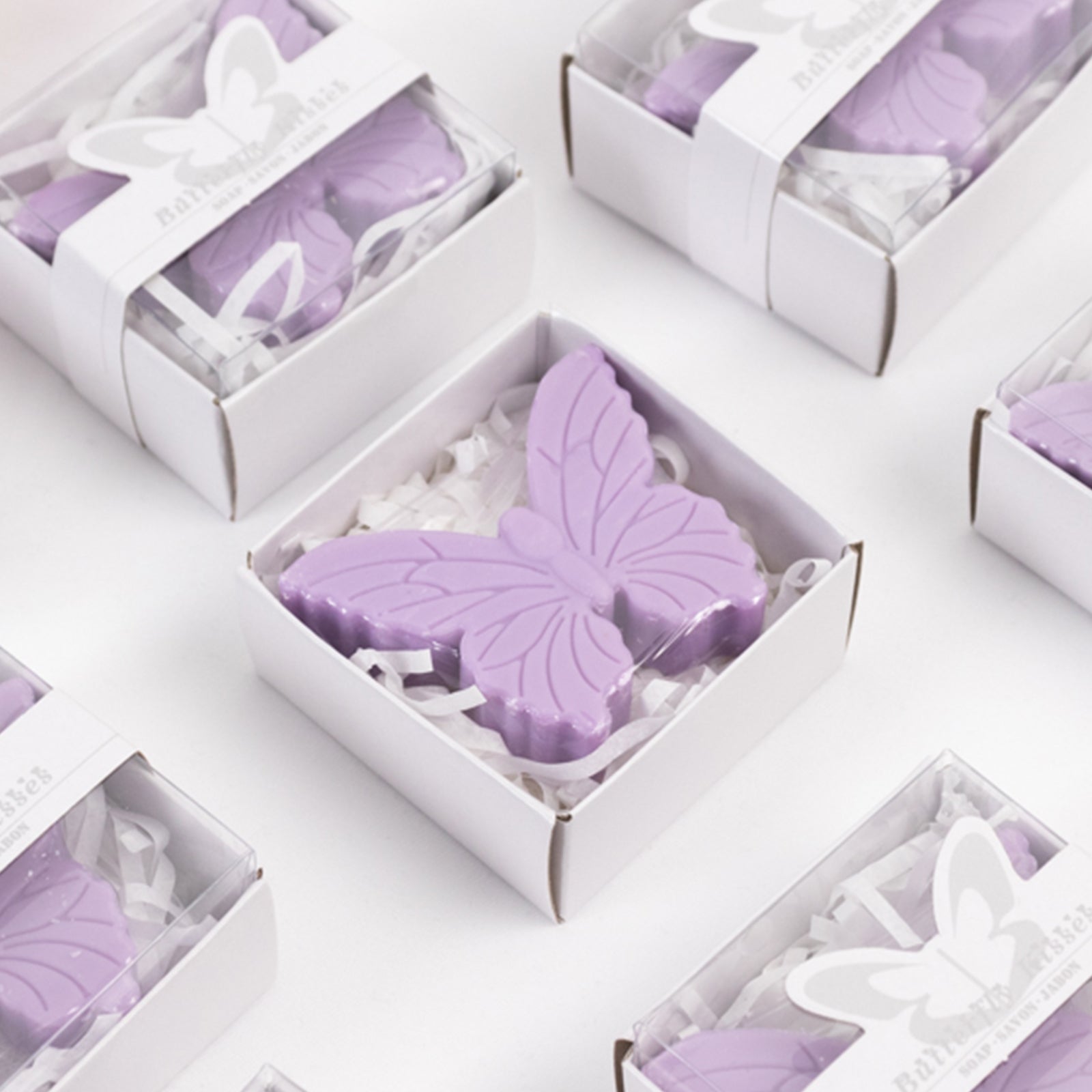 10 Pack Lavender Butterfly Unscented Soap Baby Shower Favors with Gift Boxes, Pre-Packed Bridal Shower Wedding Souvenirs - 2