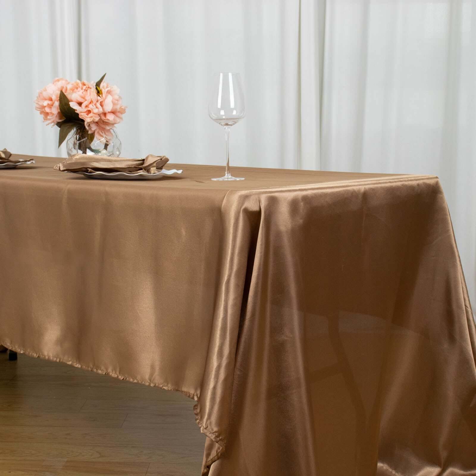 Satin Rectangular 60x126 Tablecloth Taupe - Smooth and Lustrous Table Cover