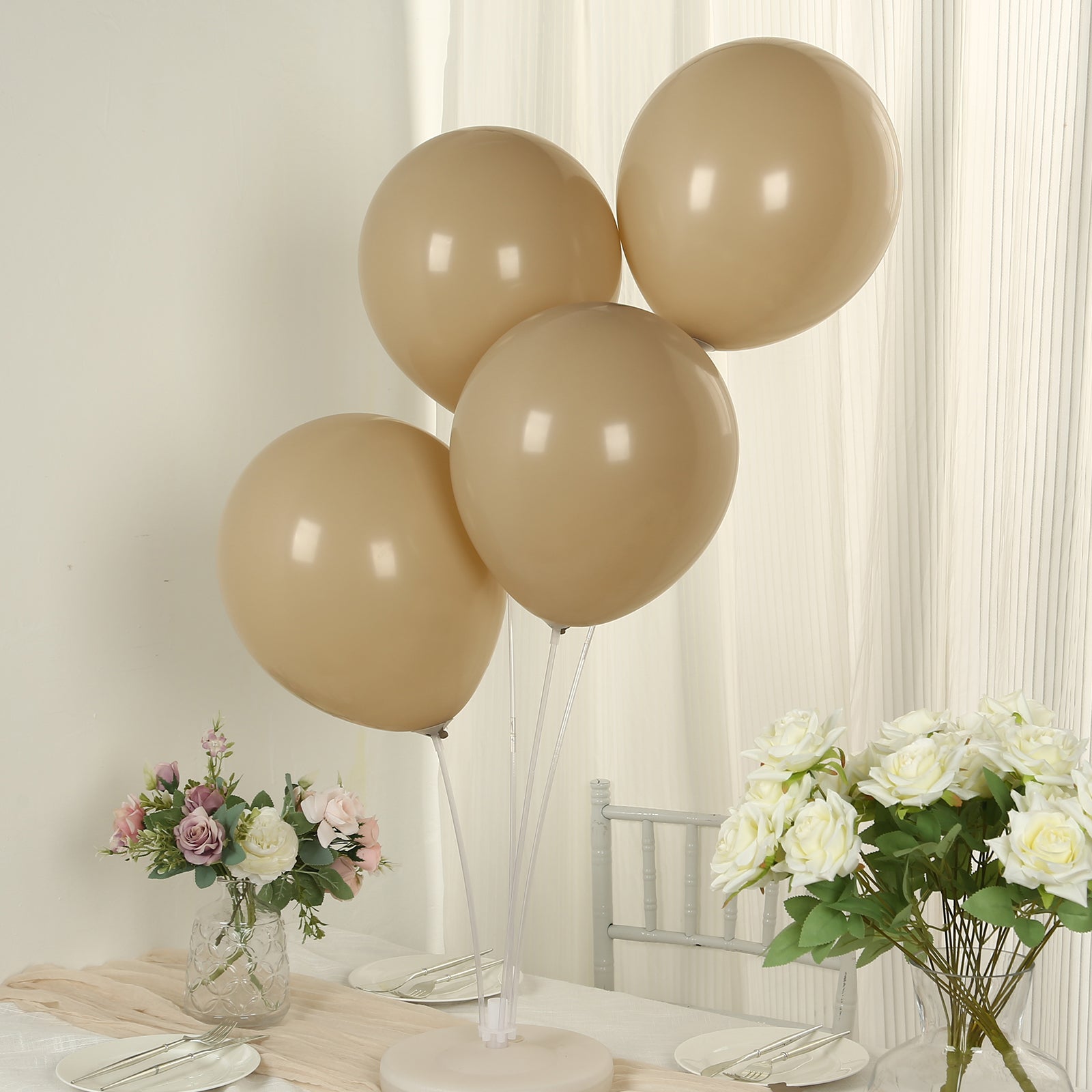 50 Pack Matte Pastel Taupe Biodegradable Balloons 12, Round Eco-friendly Thick Latex Party Balloons