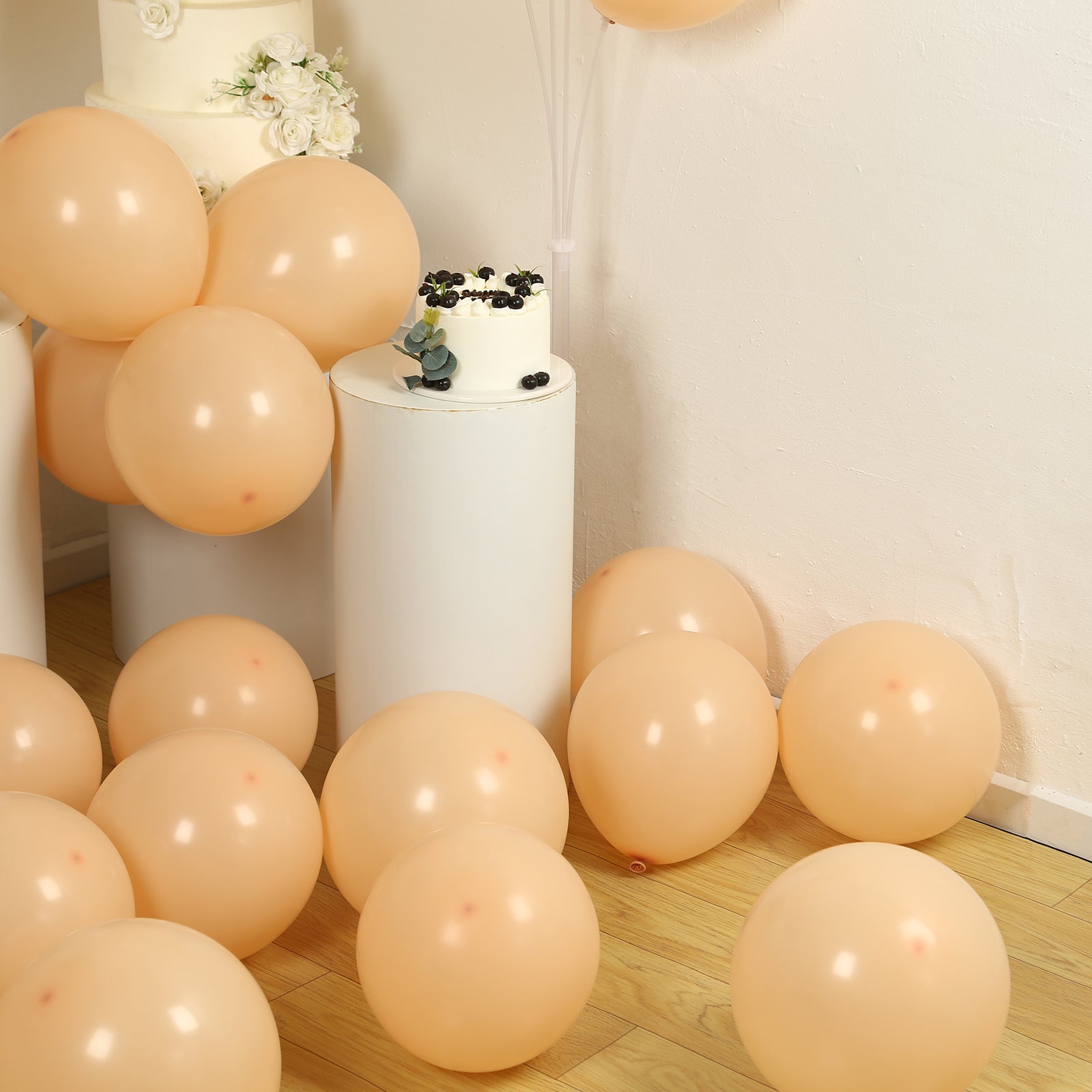 50 Pack Matte Pastel Peach Biodegradable Balloons 12, Round Eco-friendly Thick Latex Party Balloons