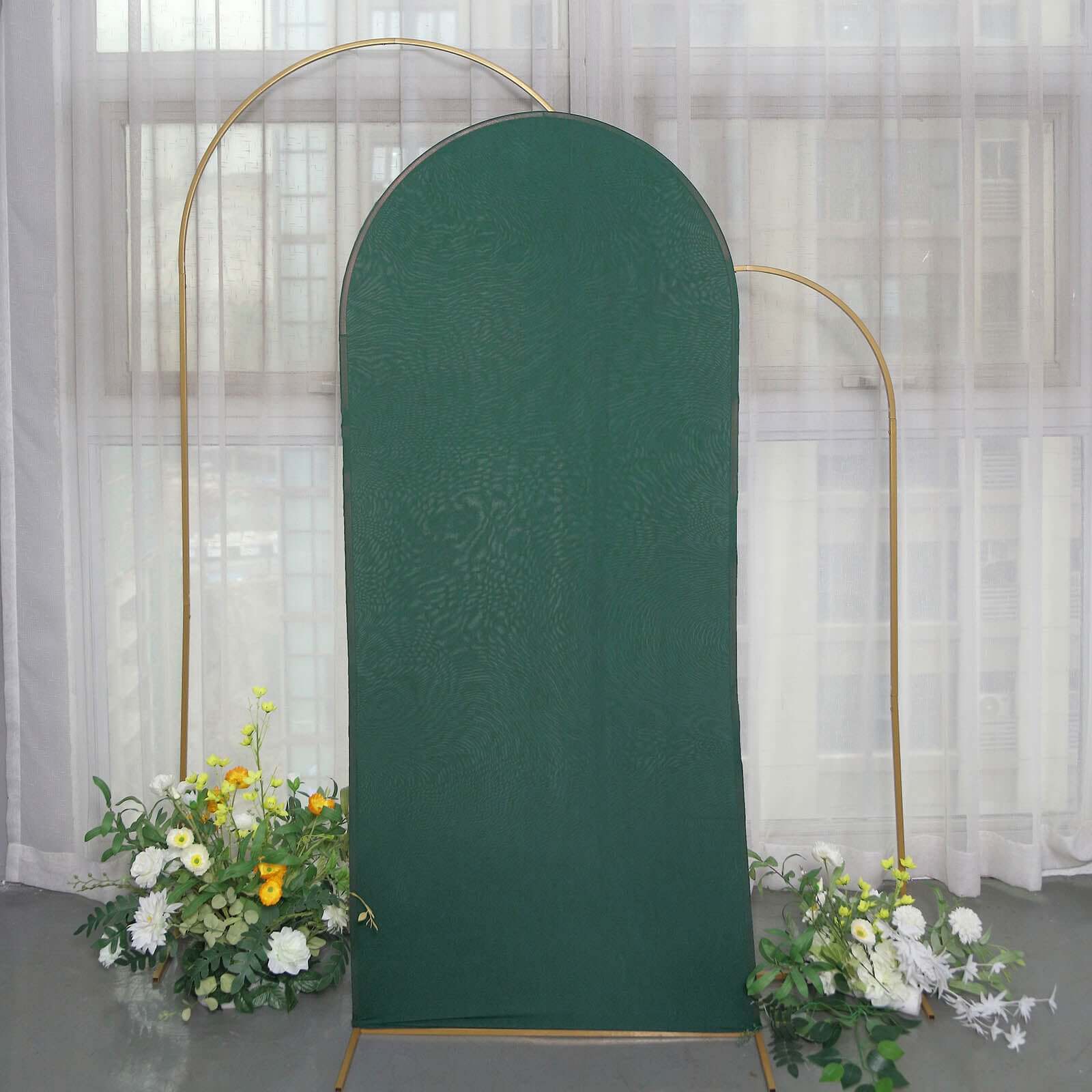 6ft Matte Hunter Emerald Green Spandex Fitted Chiara Backdrop Stand Cover For Round Top Wedding Arch