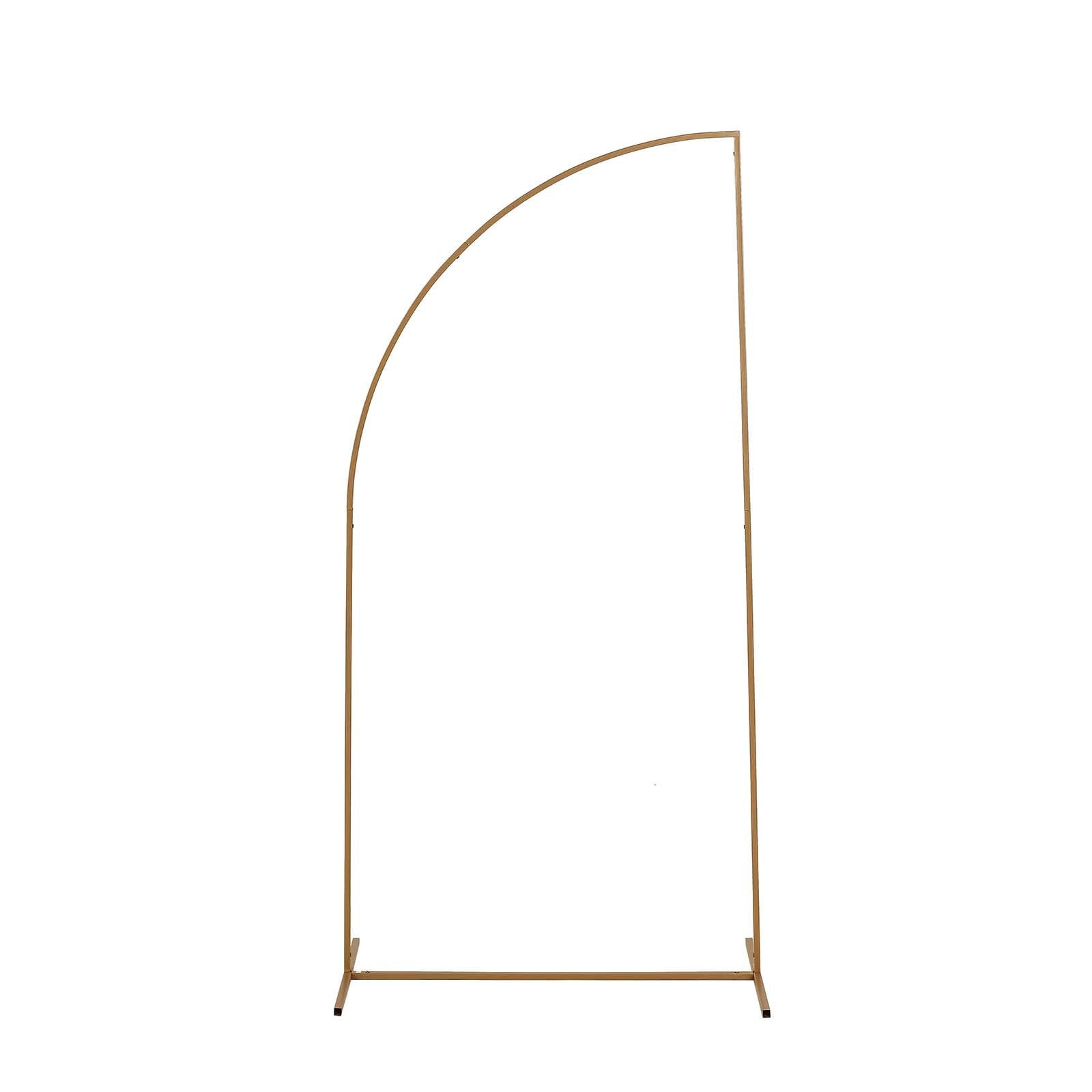 5ft Gold Metal Half Moon Floral Frame Wedding Arbor Stand, Chiara Backdrop Display Arch