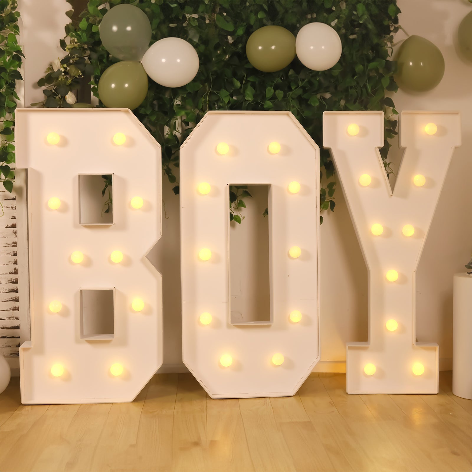 Giant LED Marquee Light Up Letter O, White 4ft Pre-Cut Foam Board with 10 Warm White Battery Operated LEDs, Glue Gun and Sticks