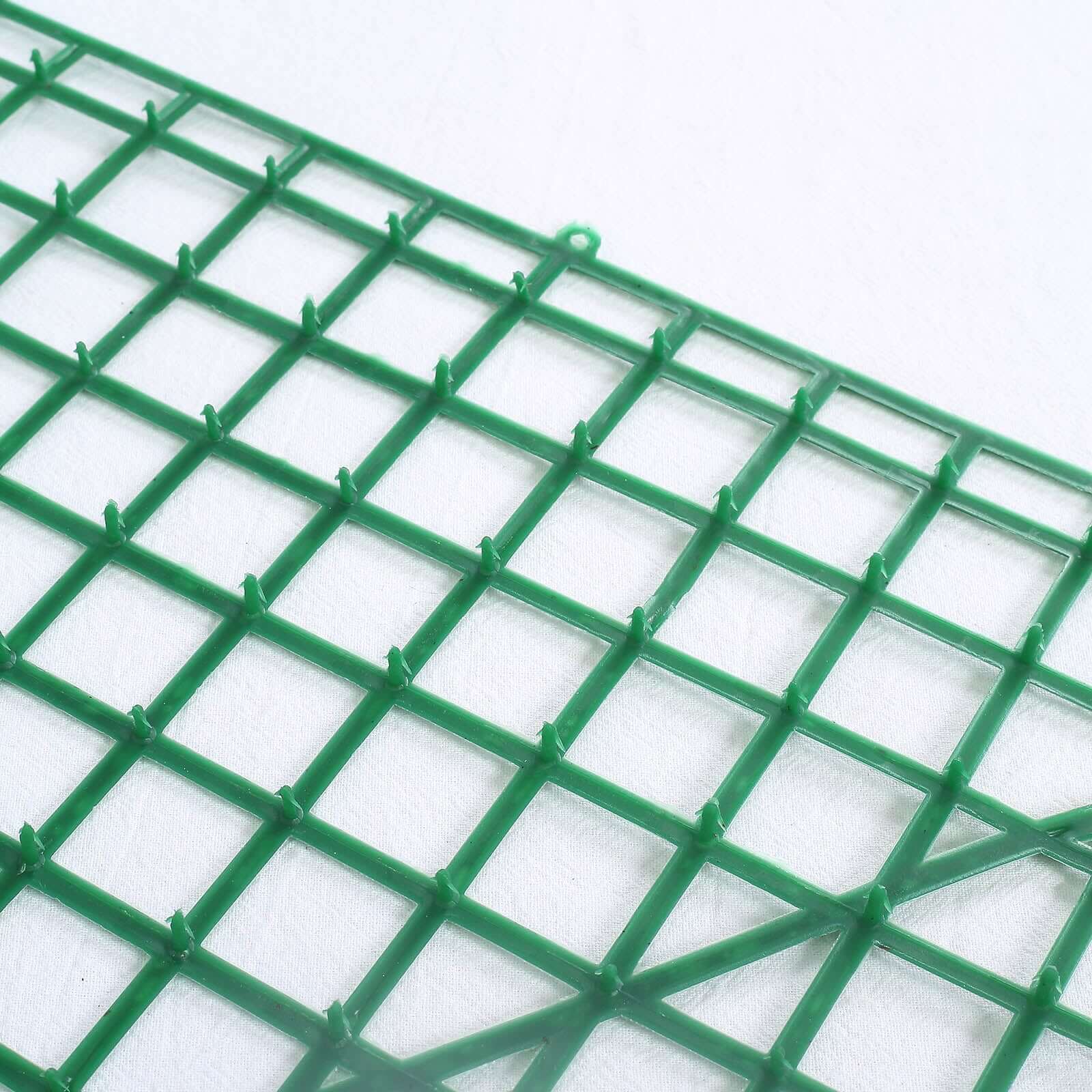 10 Pack 24x16 Dark Green Artificial Flower Wall Grid Panel Frames, DIY Plastic Mesh Plant Wall Backdrop Fences