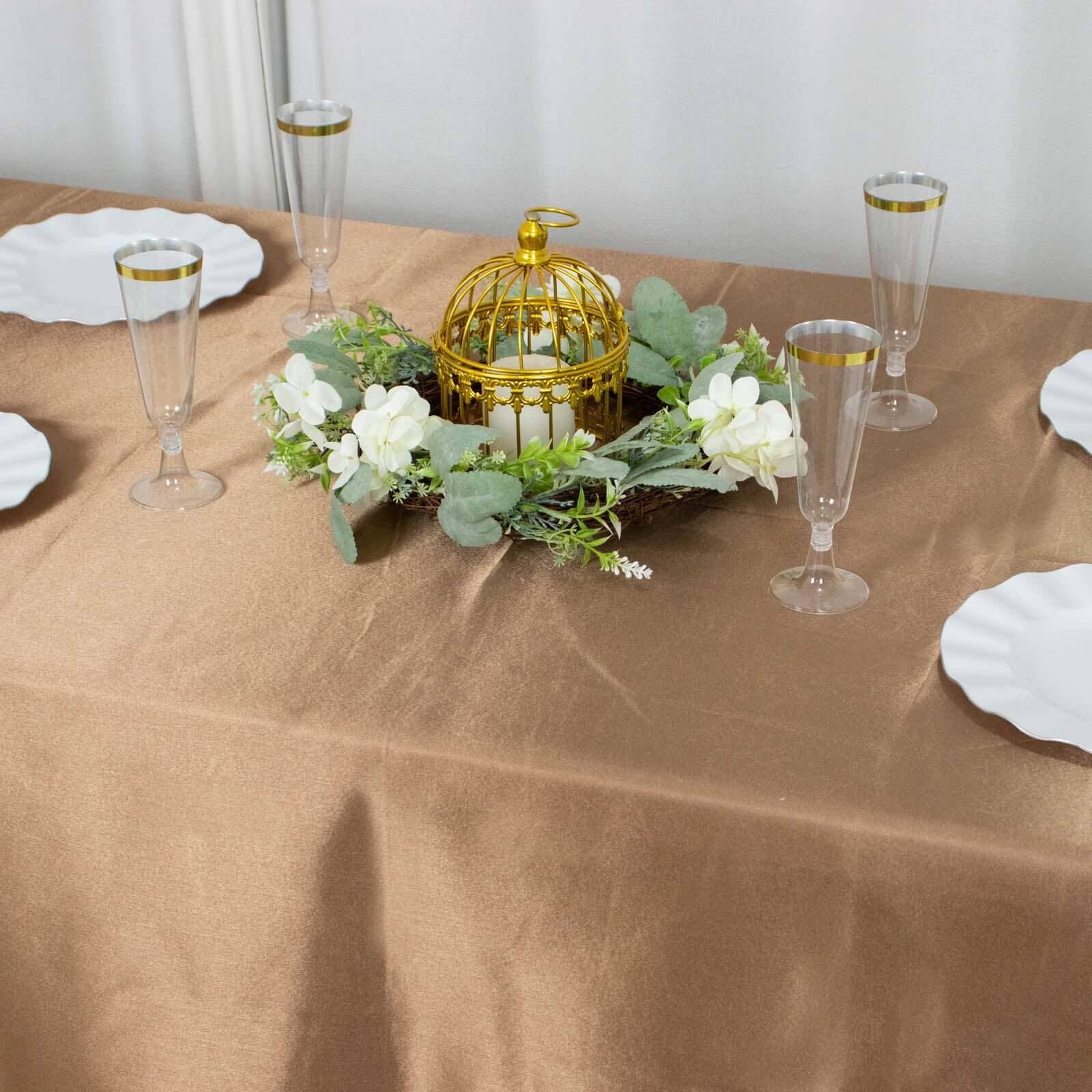 Satin Rectangular 60x126 Tablecloth Taupe - Smooth and Lustrous Table Cover