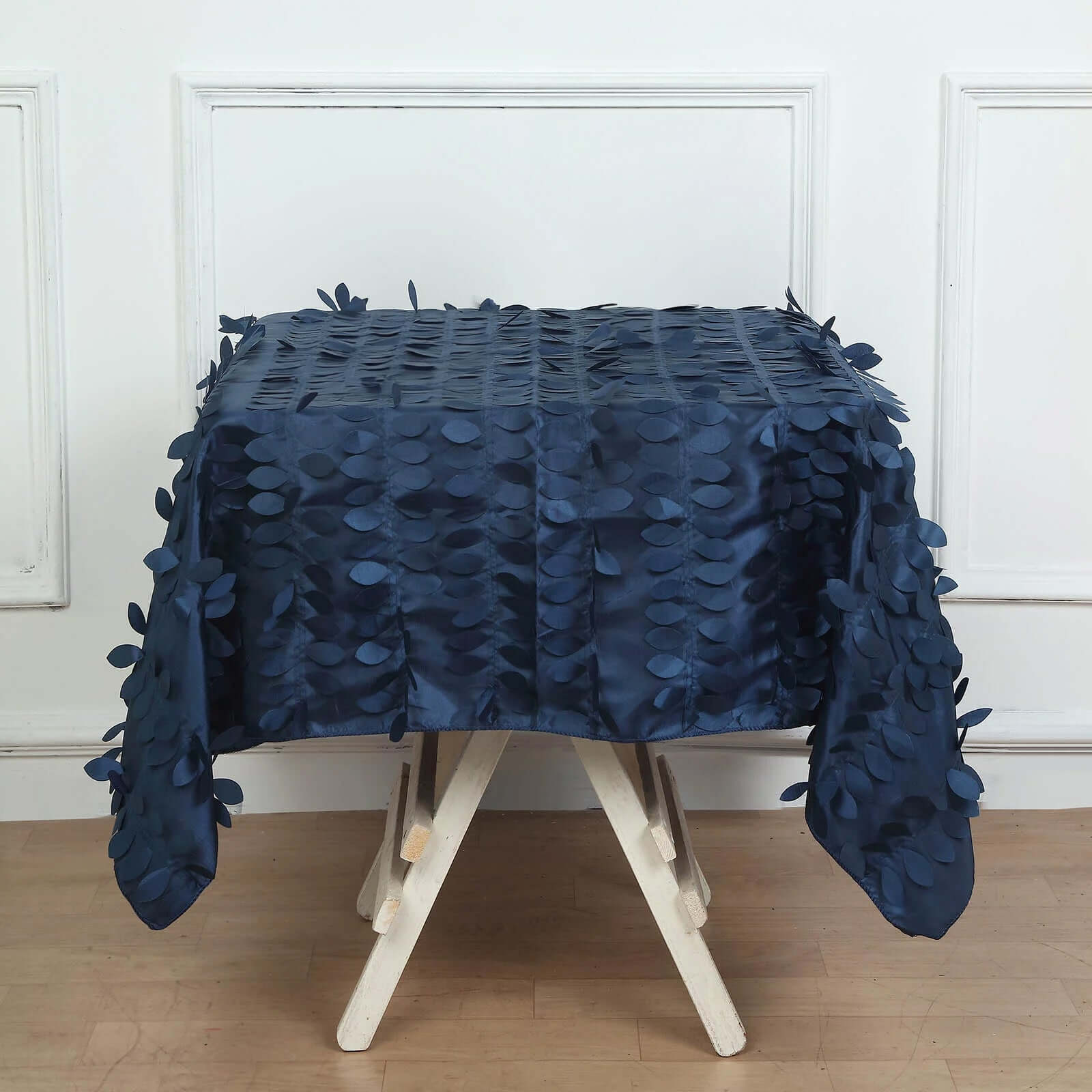 Taffeta 54x54 Square Tablecloth Navy Blue 3D Leaf Petal Table Cover