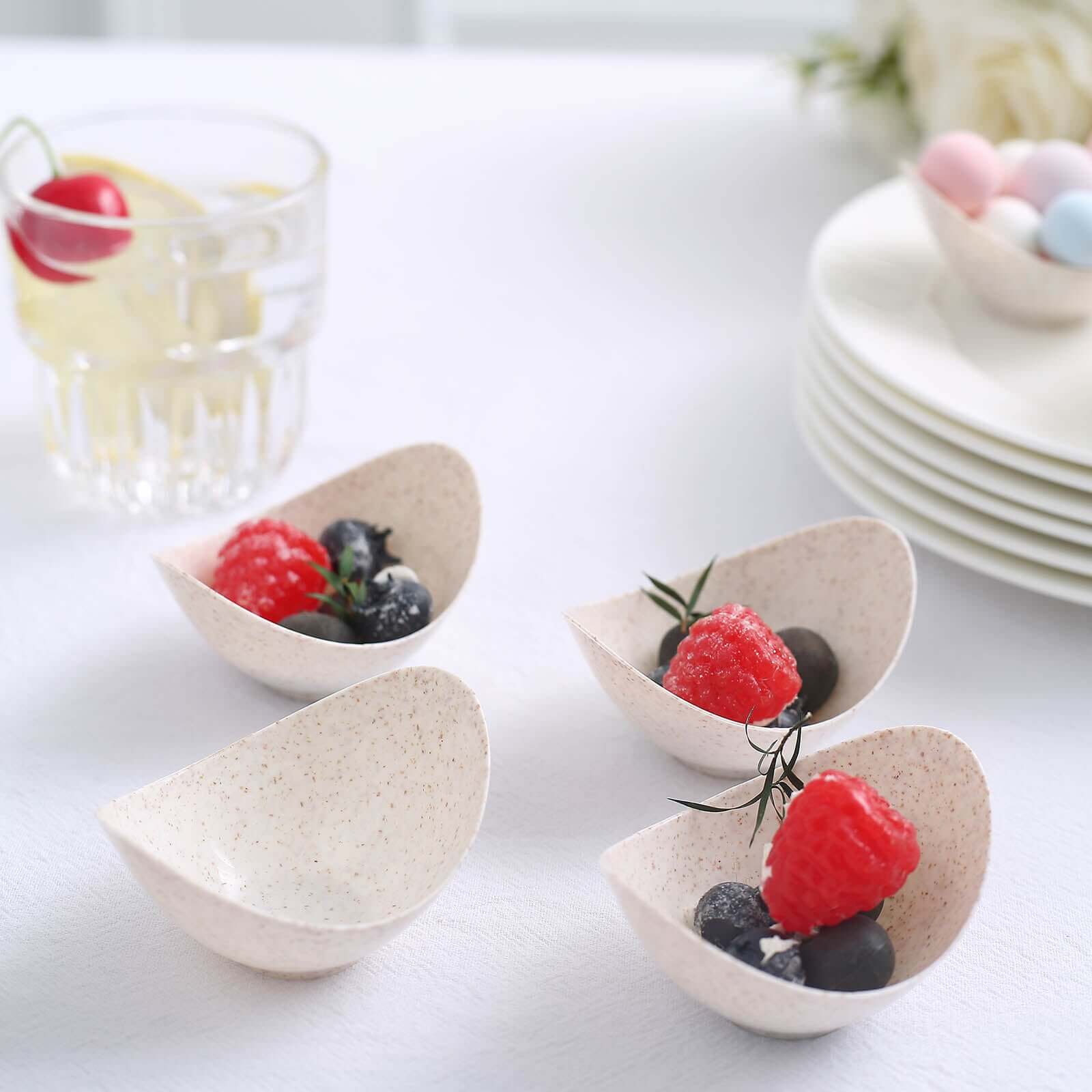 24-Pack Mini Wheat Straw Fiber Dessert Cups Biodegradable Eco-Friendly - Perfect for Ice Cream 3