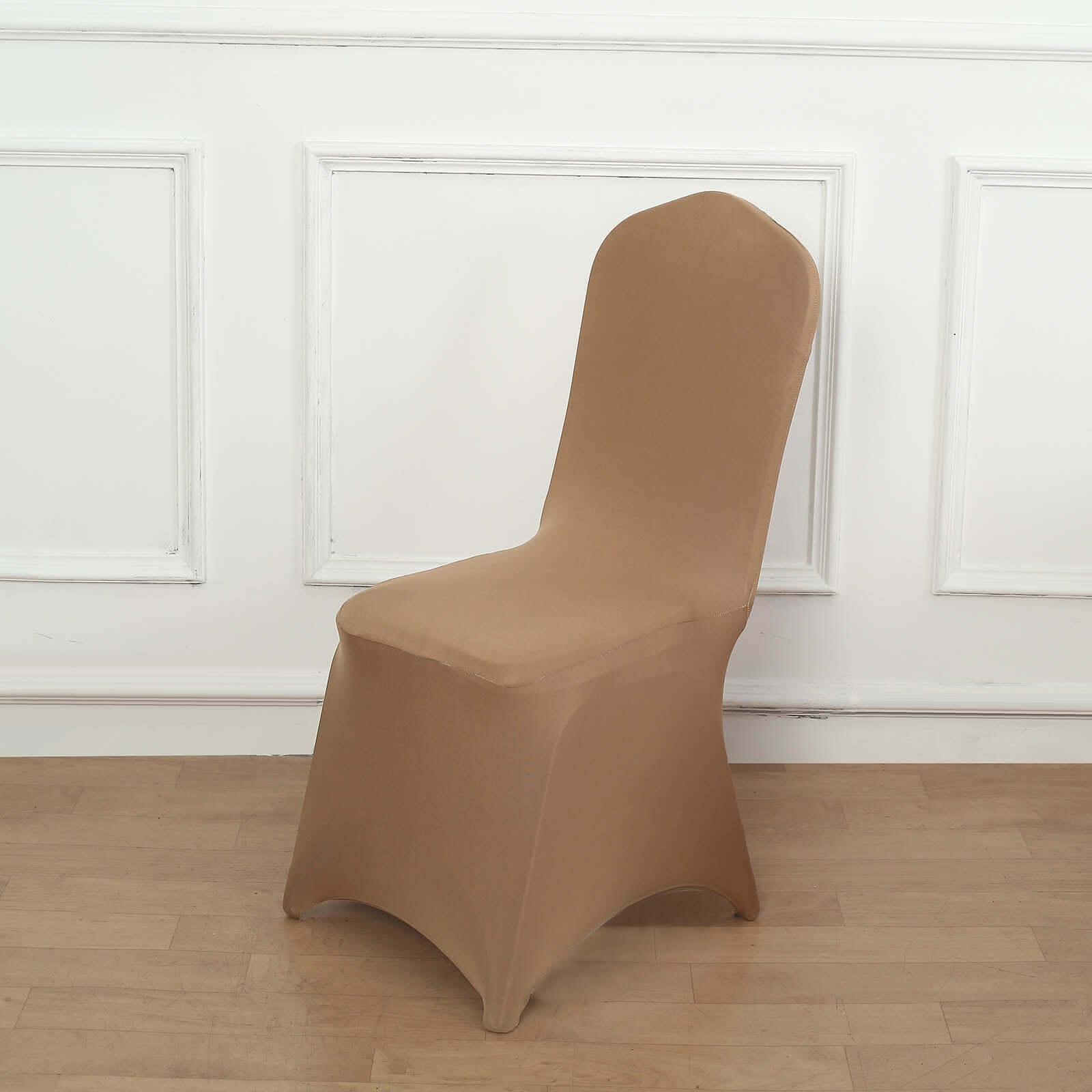 Spandex Chair Cover for Banquet Chairs Taupe - Stretch 160GSM Fabric with Slip-On Slipcover