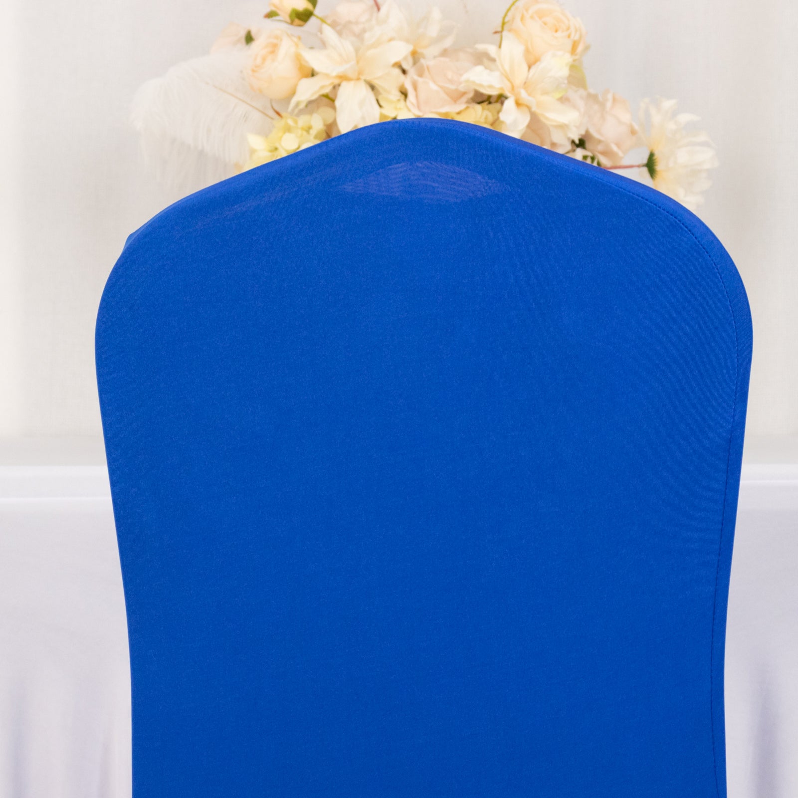 Premium Spandex Chair Cover with Foot Pockets for Banquet Chairs Royal Blue - Stretch 220GSM Fitted Slipcover