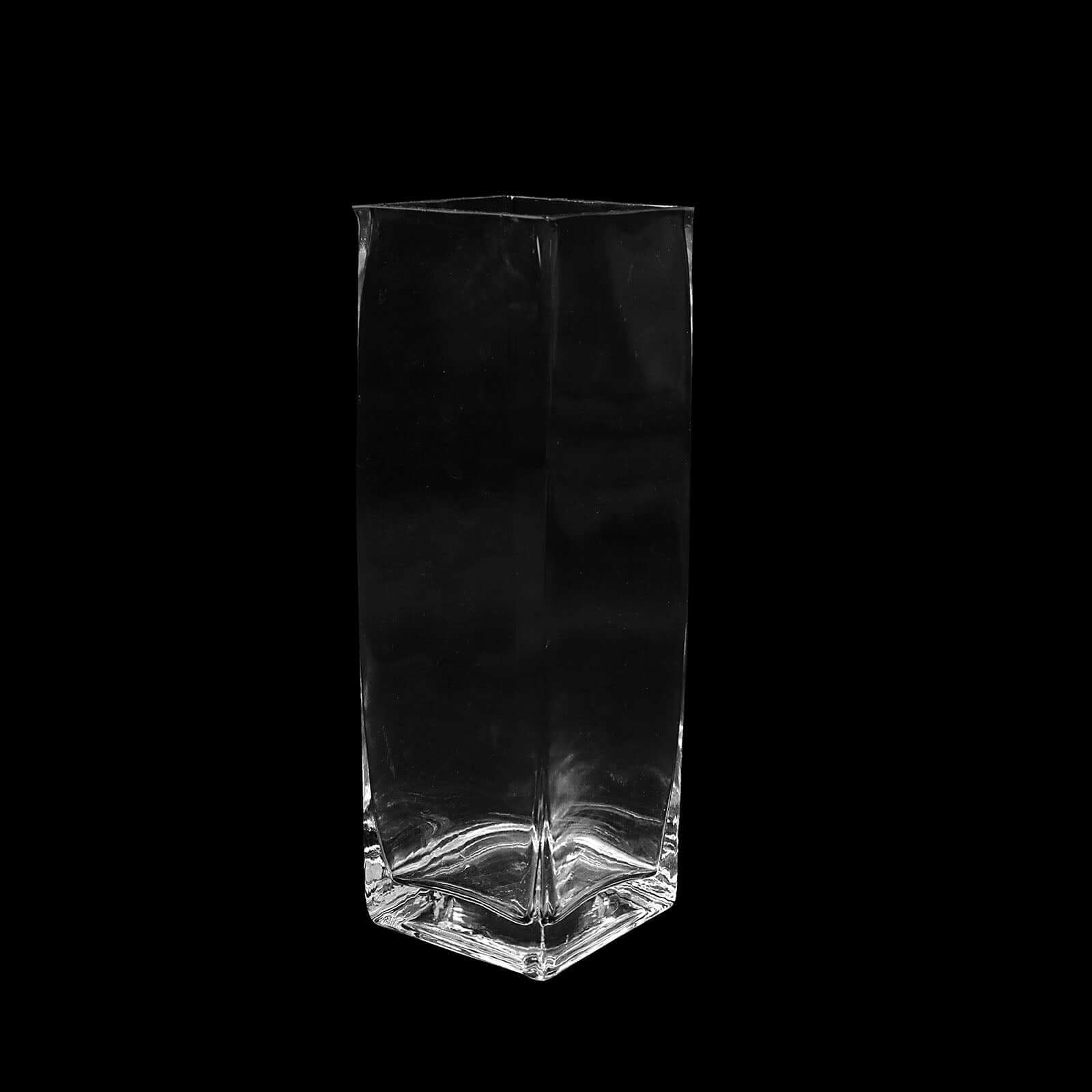 12-Pack Glass Cylinder Vases Square Clear - Durable Heavy Duty Floral Centerpieces for Weddings 10