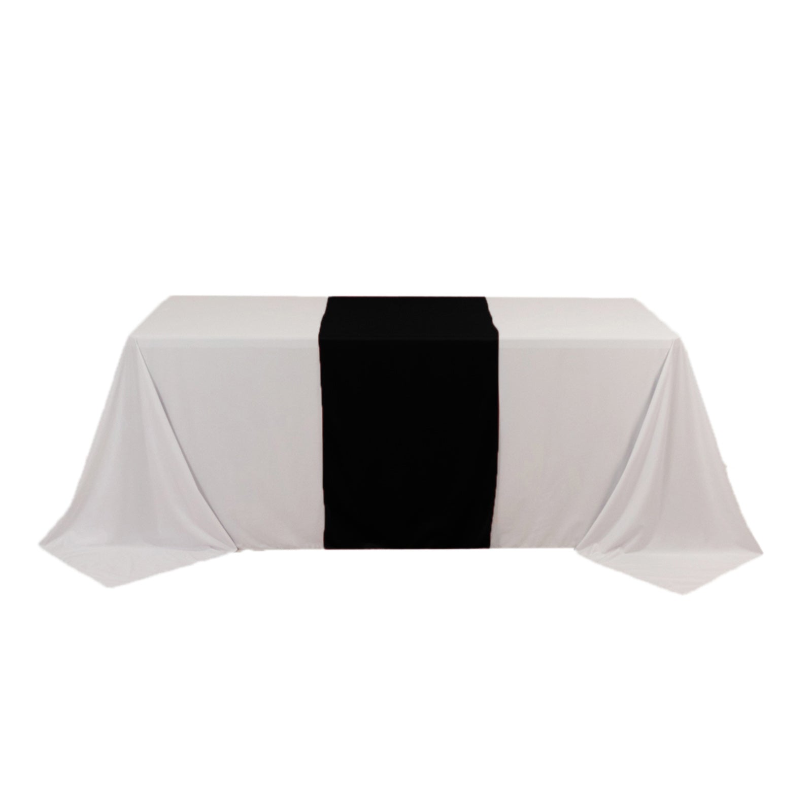 Wide Polyester 24x72 Table Runner Black - Durable Trade Show Table Linen