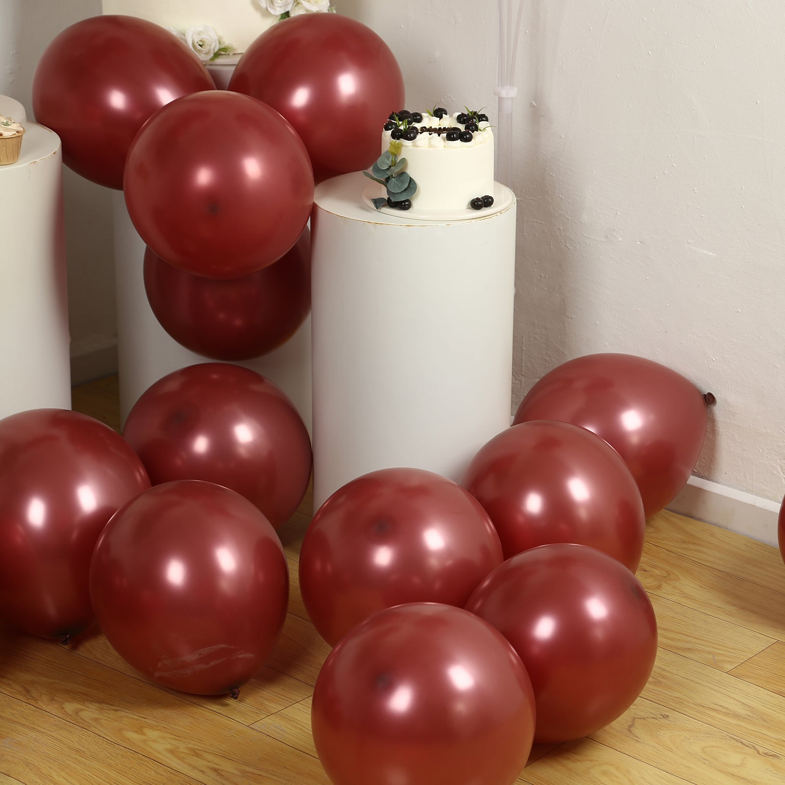 50 Pack Matte Pastel Burgundy Biodegradable Balloons 12, Round Eco-friendly Thick Latex Party Balloons