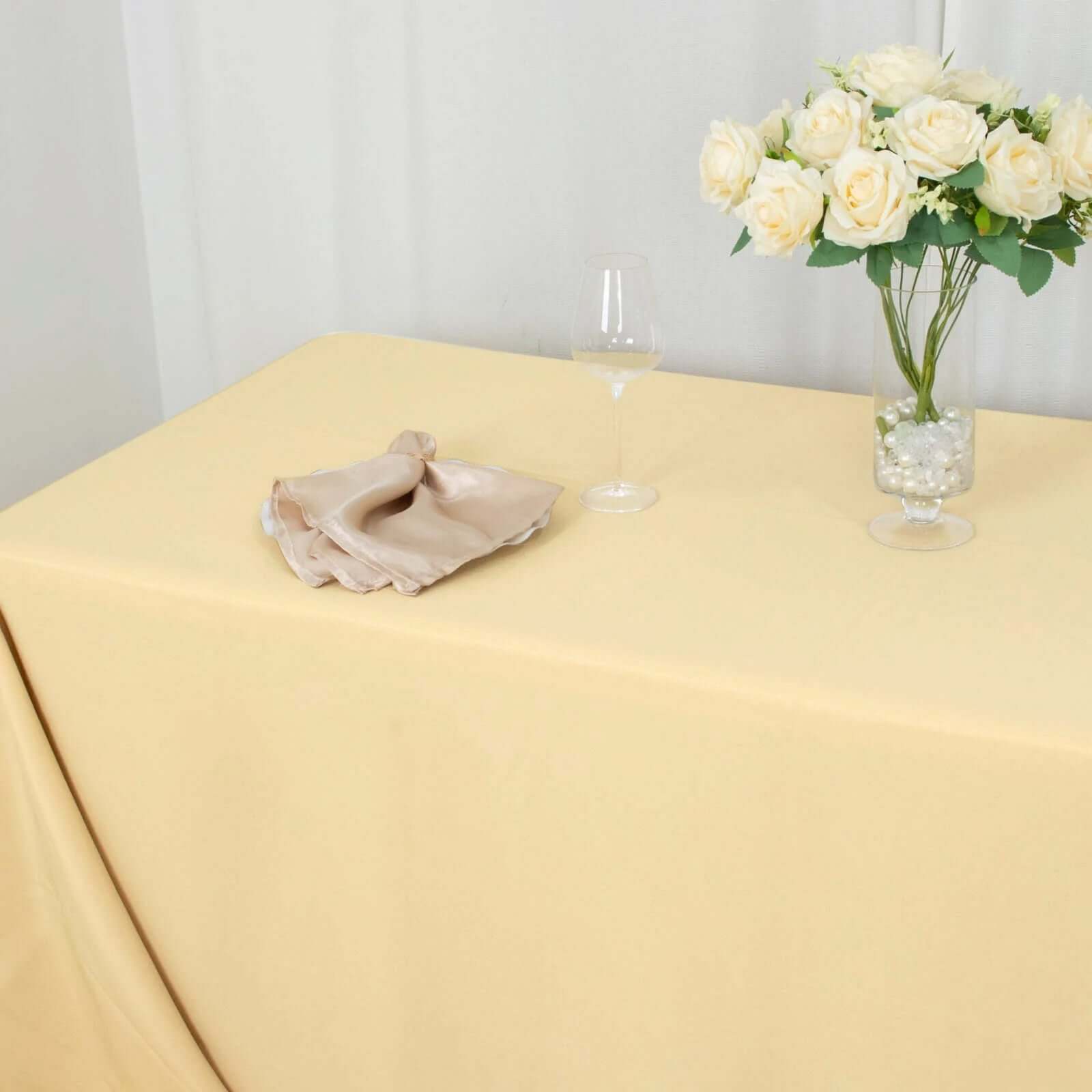 Premium Polyester 90x132 Rectangle Tablecloth Champagne - Seamless 220GSM Stain-Resistant Table Cover