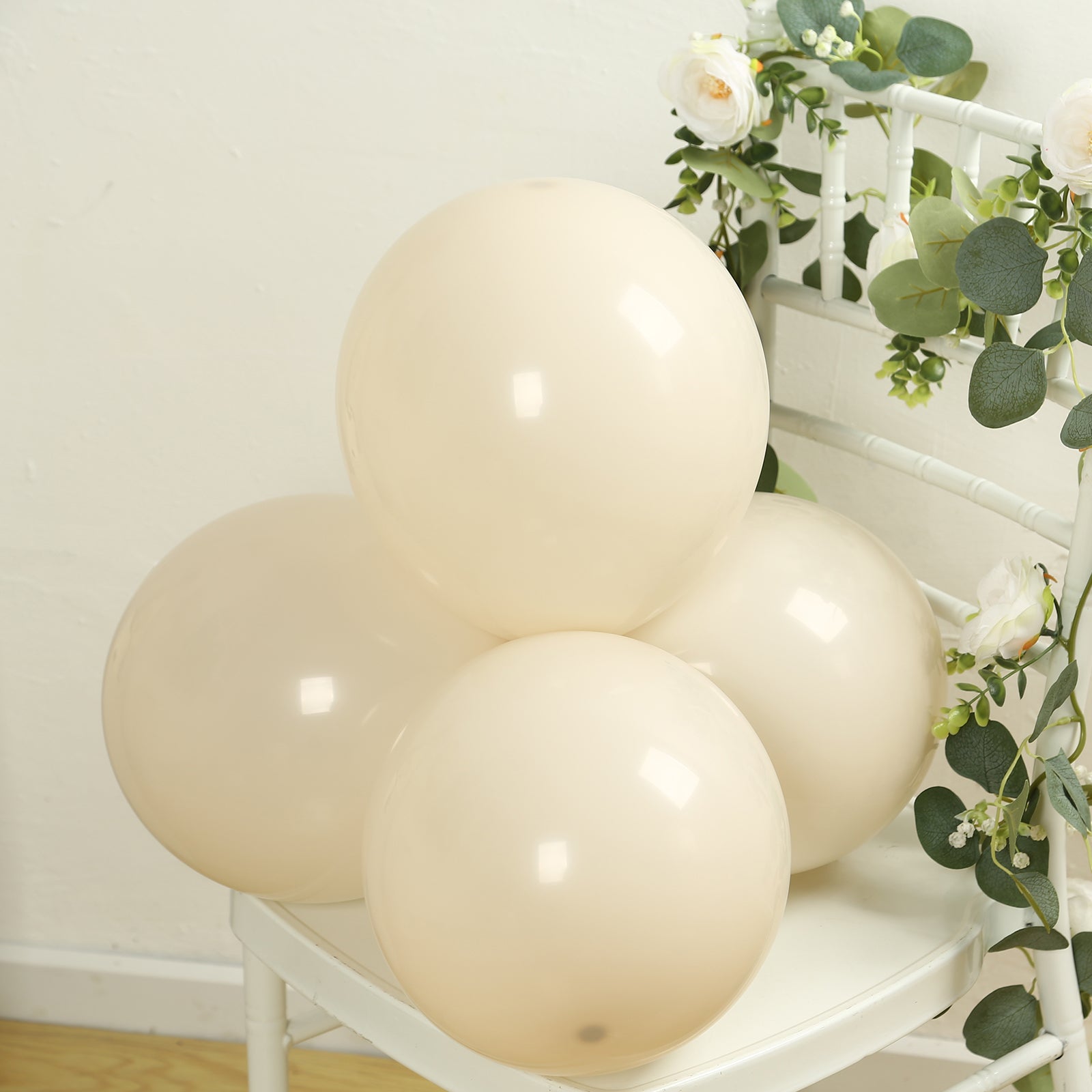 50 Pack Matte Pastel Beige Biodegradable Balloons 12, Round Eco-friendly Thick Latex Party Balloons