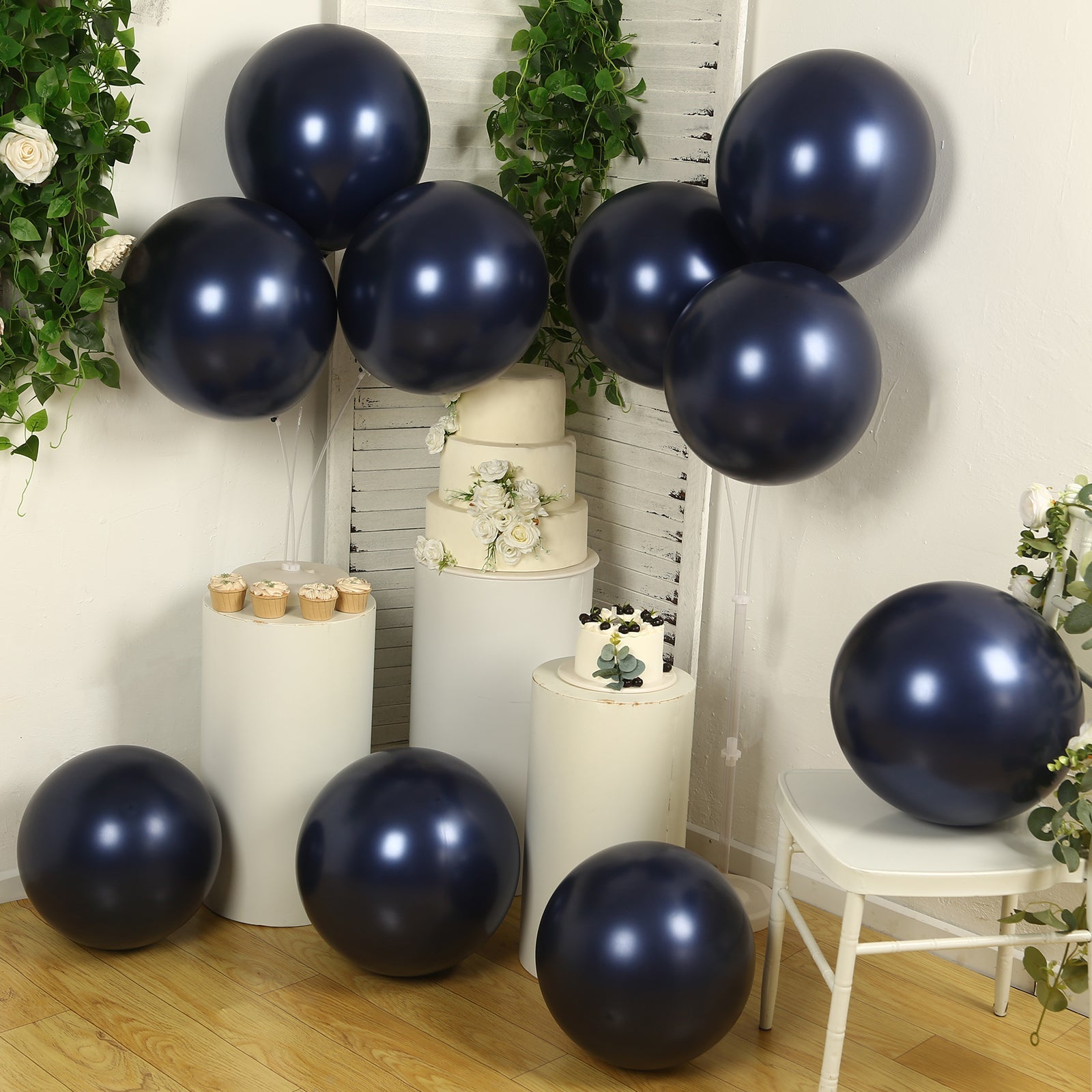 10 Pack Navy Blue Biodegradable Balloons, 18 Thickened Extra Strong Eco-friendly Latex Helium Party Balloons