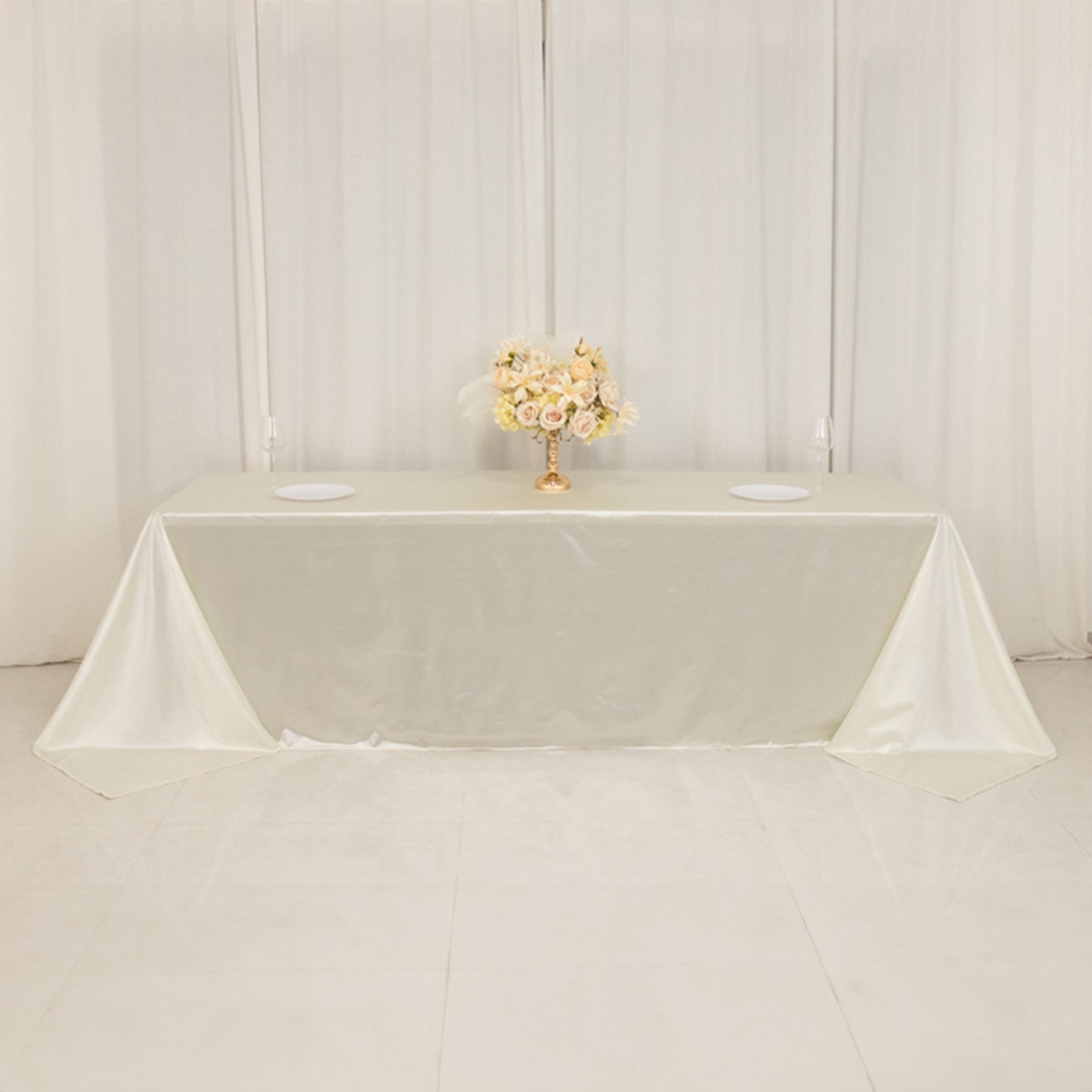 Premium Scuba Rectangular 90x156 Tablecloth Shimmering Pearl - Wrinkle Free & Stain Resistant Seamless Table Cover