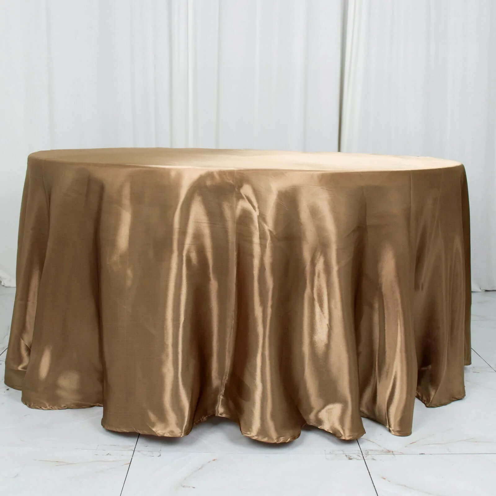 Satin 120 Round Tablecloth Taupe - Stylish Seamless Table Cover