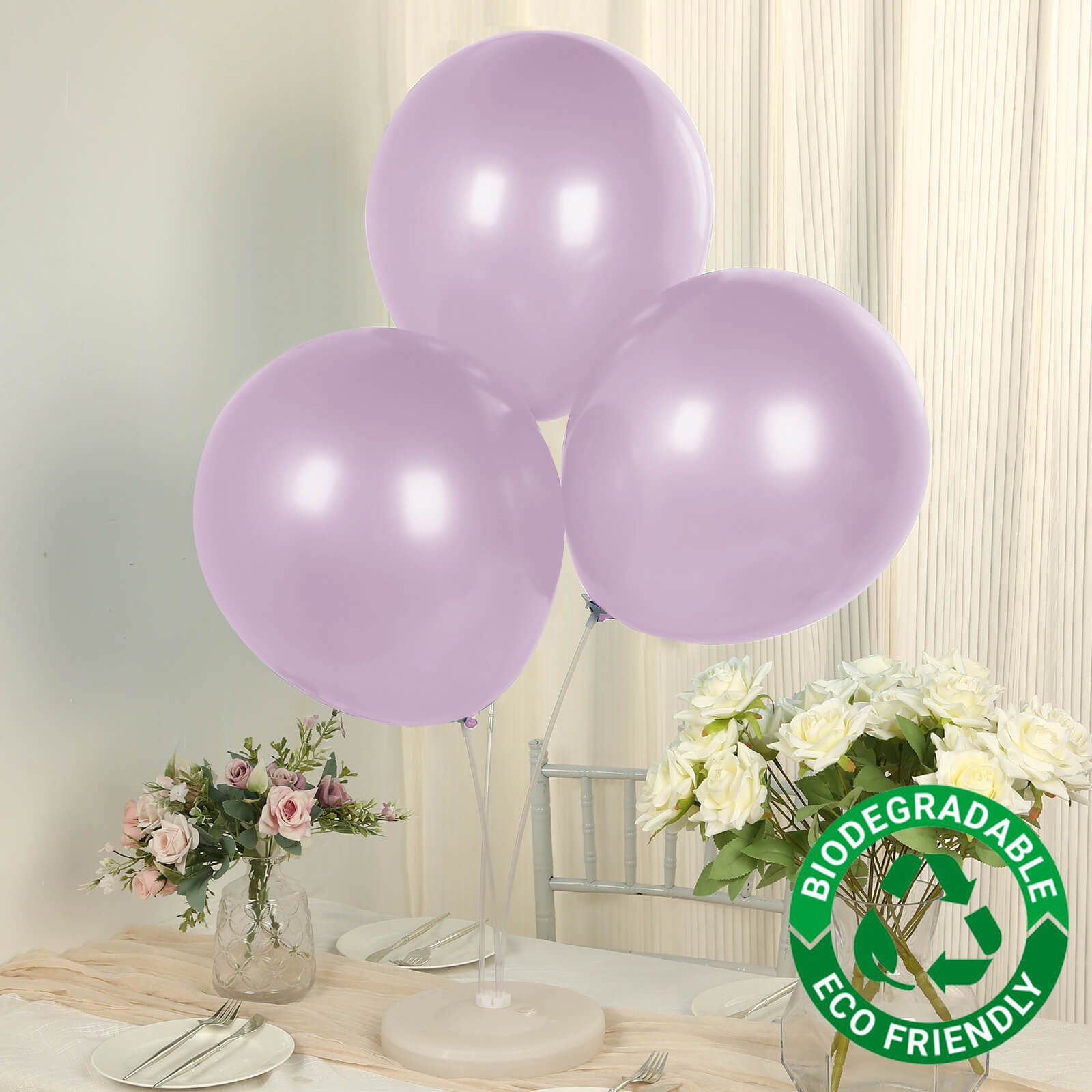 10 Pack Lavender Lilac Biodegradable Balloons, 18 Thickened Extra Strong Eco-friendly Latex Helium Party Balloons