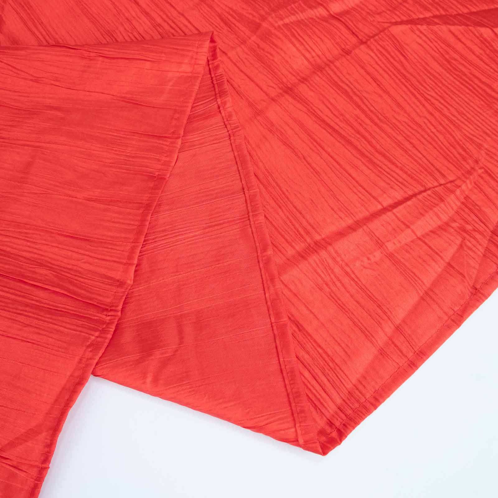 Taffeta 132 Round Tablecloth Red - Seamless Accordion Crinkle Table Cover