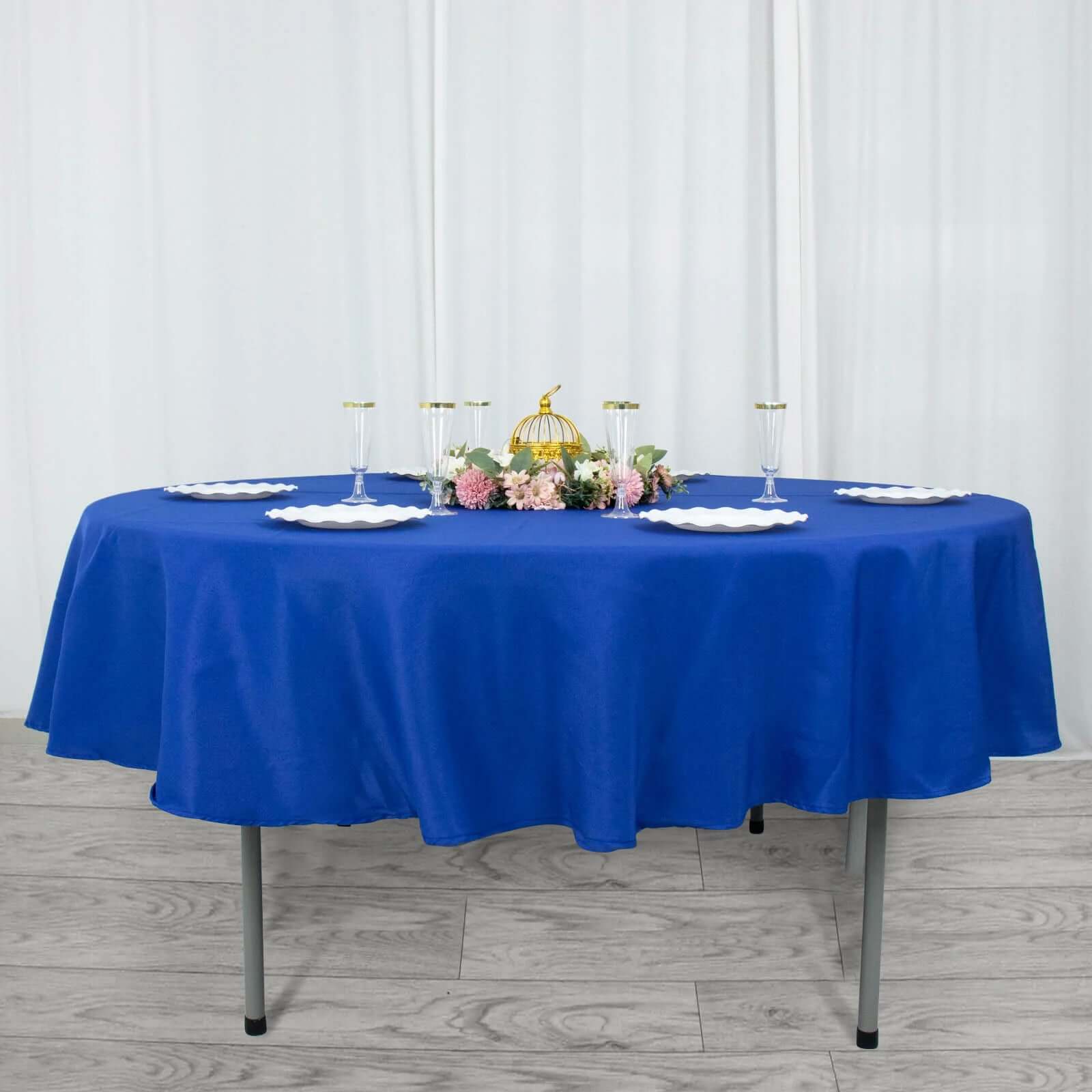Premium Polyester 90 Round Tablecloth Royal Blue - Stain and Wrinkle-Resistant Design with 220GSM Thickness Table Cover
