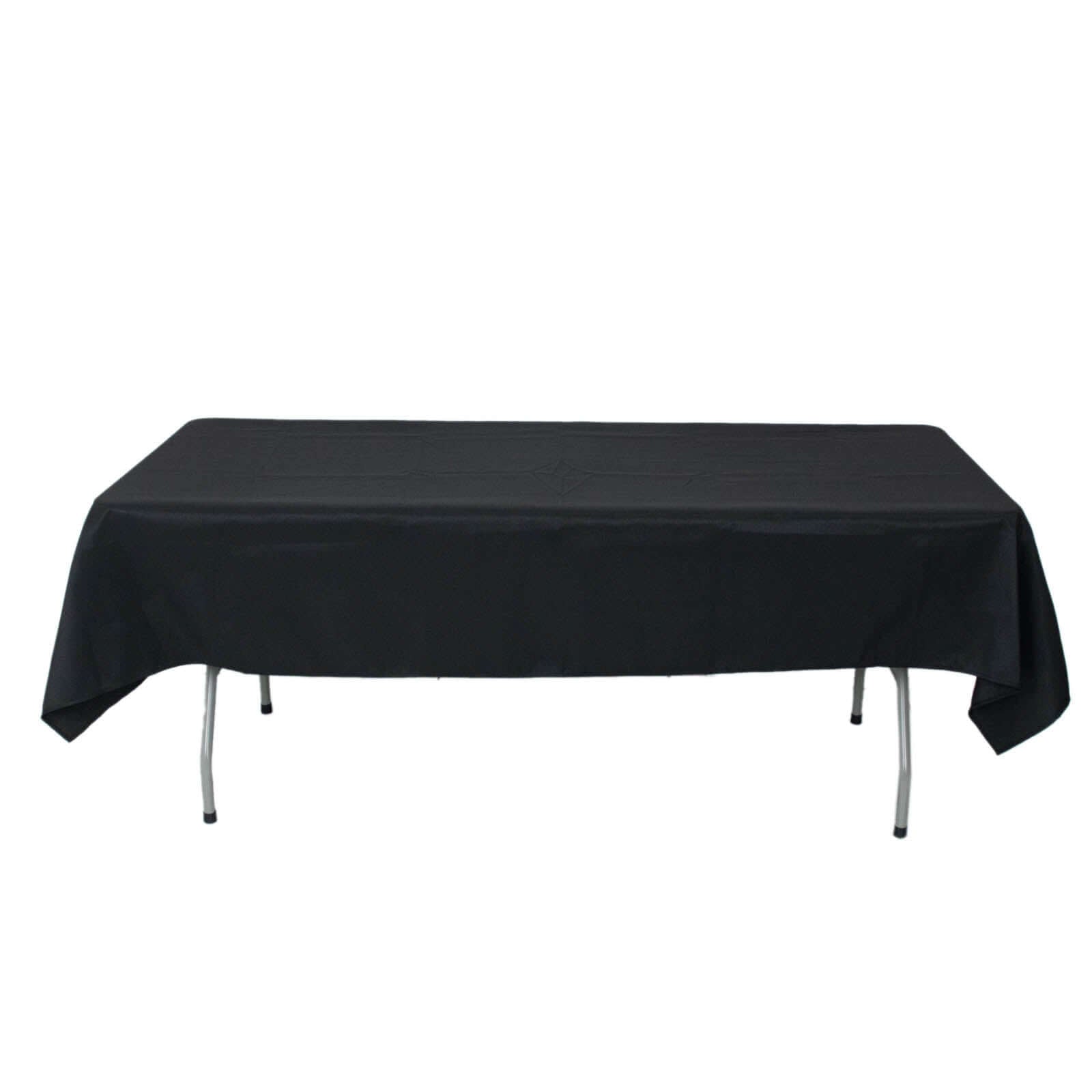 Premium Polyester 54x96 Rectangle Tablecloth Black - Durable 220GSM Stain-Resistant Fabric Table Cover
