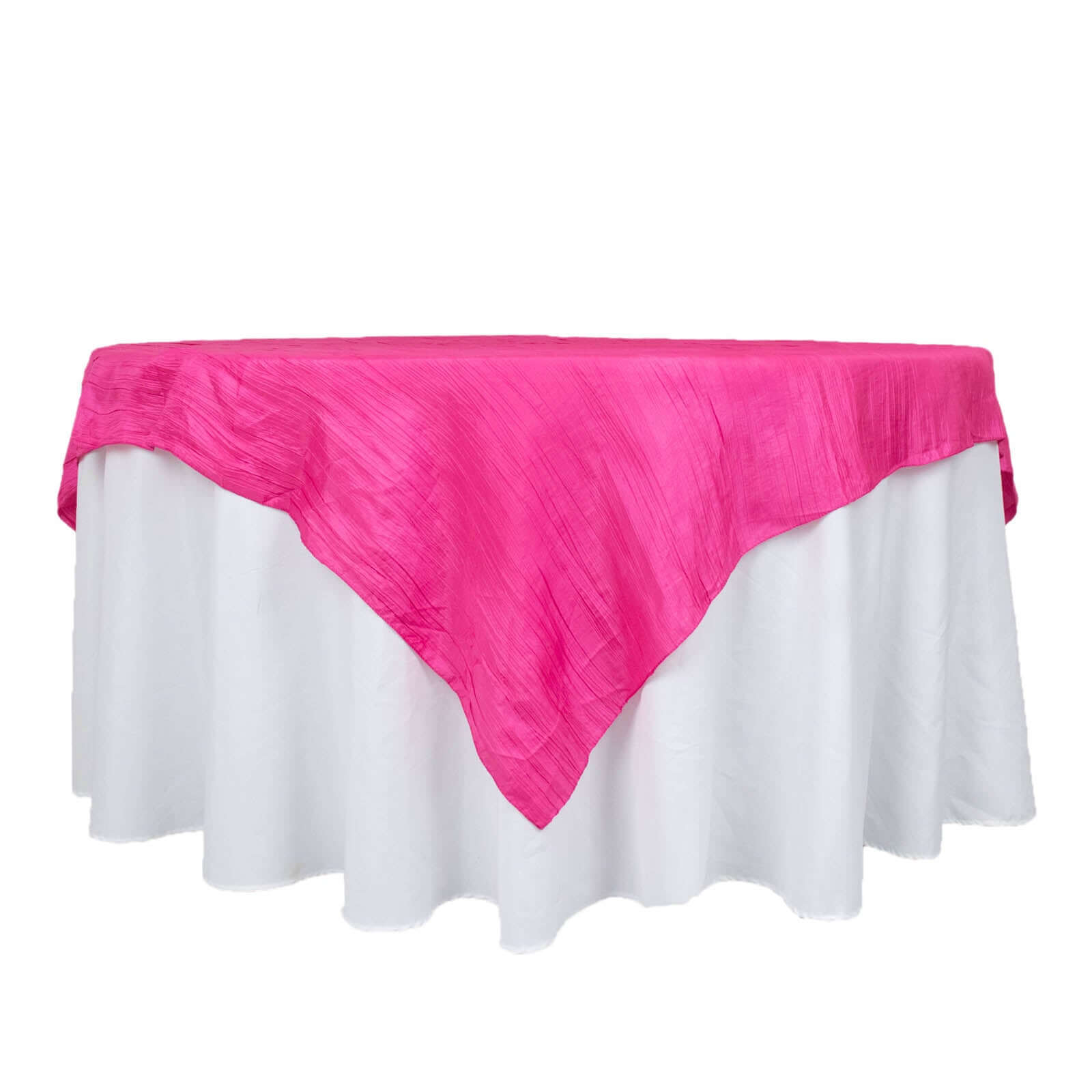 Taffeta 72x72 Table Overlay Square Tablecloth Fuchsia - Accordion Crinkle Table Cover