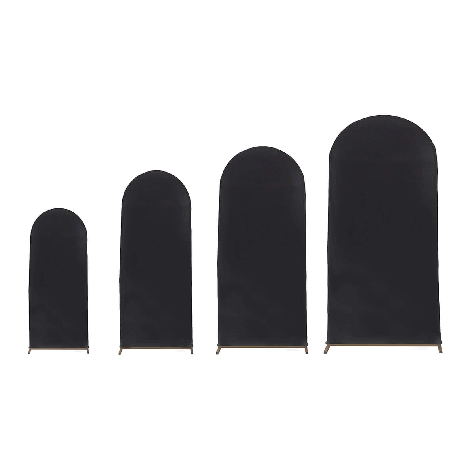 Set of 4 Matte Black Spandex Fitted Wedding Arch Covers For Round Top Chiara Backdrop Stands - 4ft,5ft,6ft,7ft