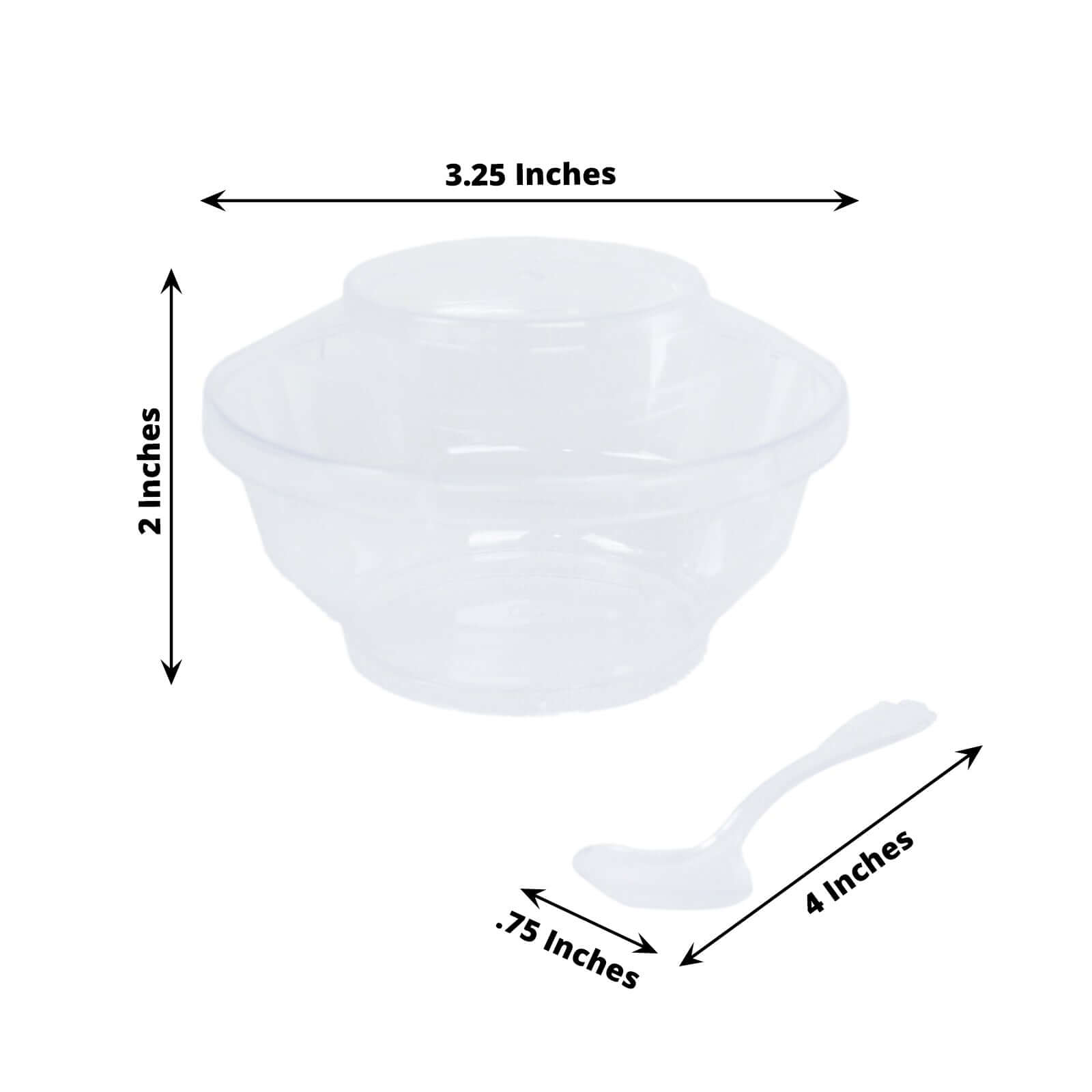 24-Pack Plastic Mini Party Bowl Set Clear with Lid and Spoon - Ideal for Desserts 3.5oz