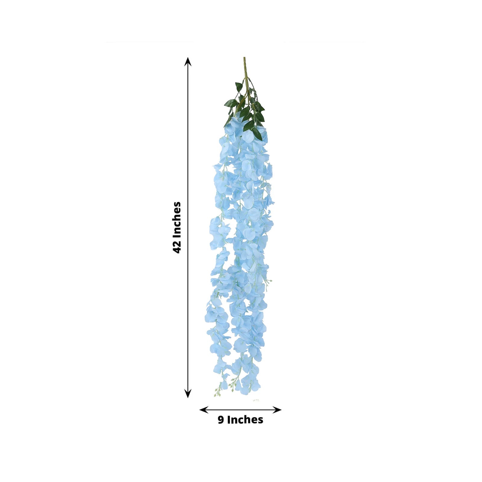 42 Silk Hanging Wisteria Flower Garland Vines in Light Blue, Elaborated 5 Full Strands in 1 Bush