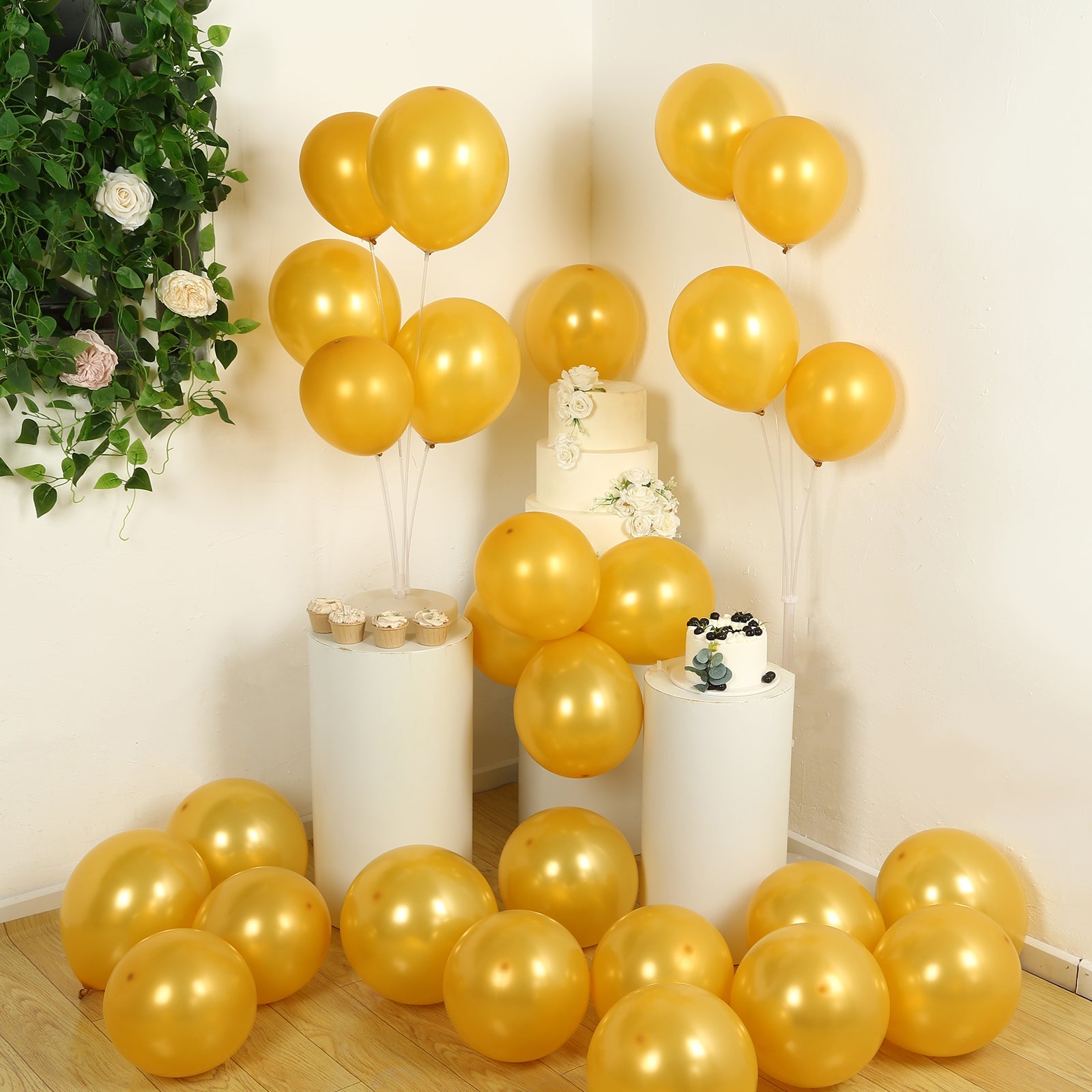 50 Pack Gold Biodegradable Balloons, 12 Thickened Extra Strong Eco-friendly Latex Helium Party Balloons