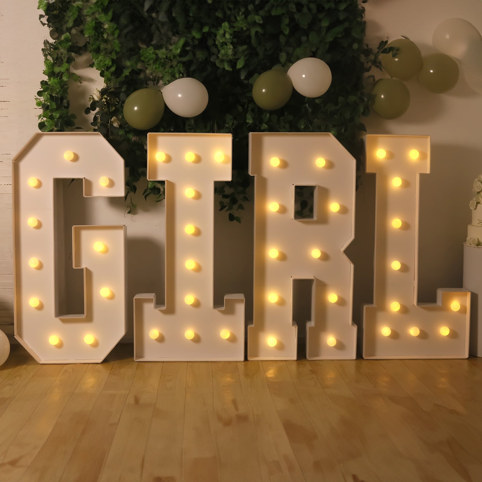 Giant LED Marquee Light Up Letter G, White 4ft Pre-Cut Foam Board with 10 Warm White Battery Operated LEDs, Glue Gun and Sticks