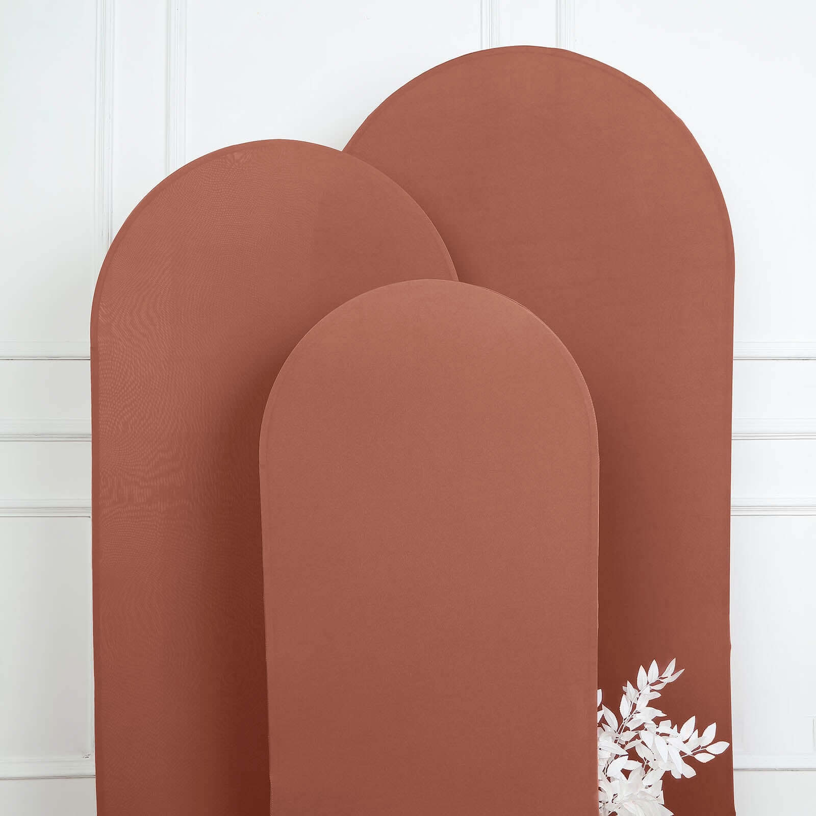 5ft Matte Terracotta (Rust) Spandex Fitted Chiara Backdrop Stand Cover For Round Top Wedding Arch