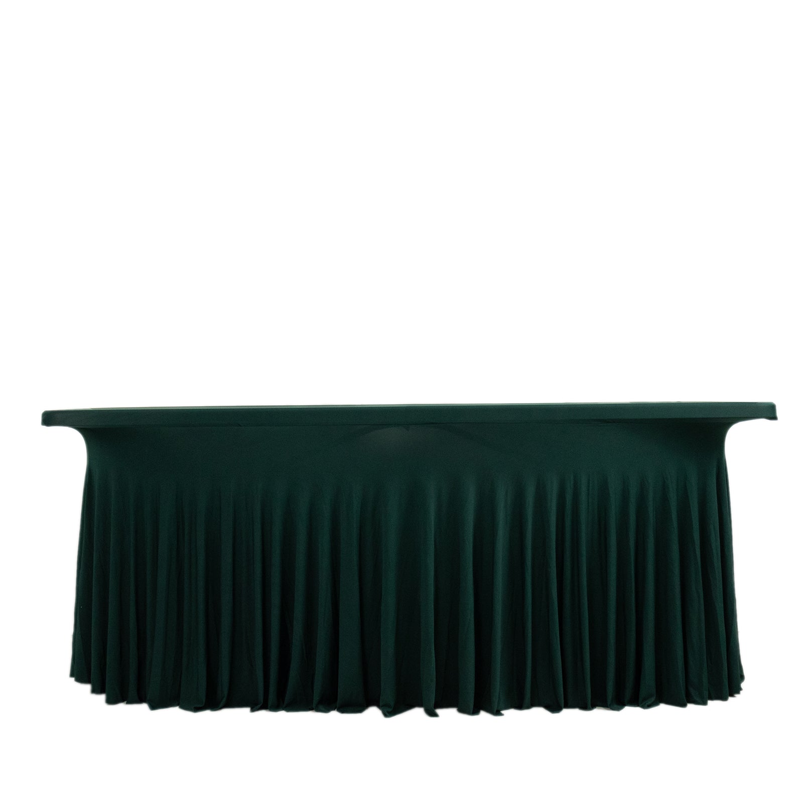 Spandex Rectangle 72x30 Table Skirt Hunter Emerald Green with Wavy Skirt-Like Effect Table Cover