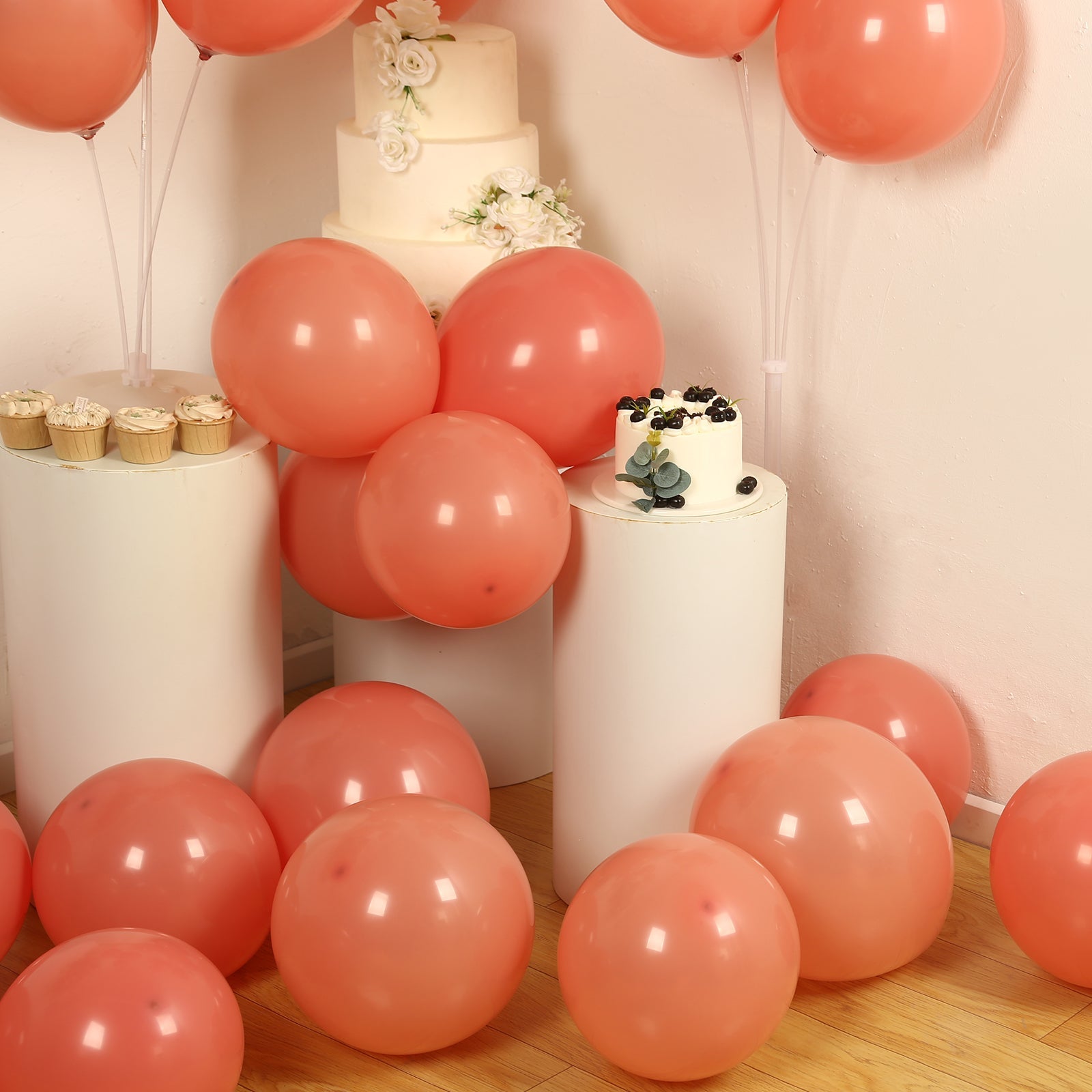 50 Pack Matte Pastel Dusty Rose Biodegradable Balloons 12, Round Eco-friendly Thick Latex Party Balloons