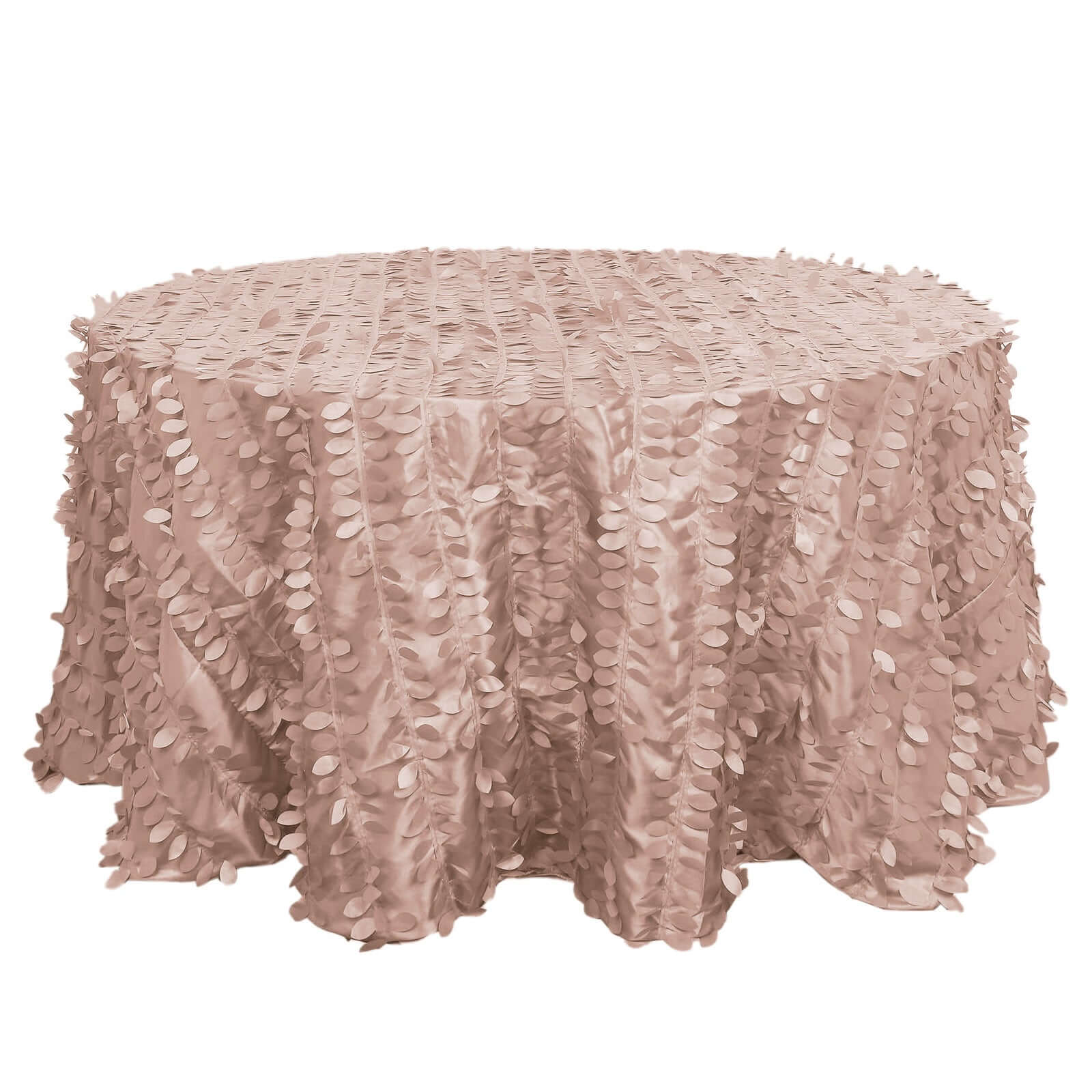 Taffeta 132 Round Tablecloth Dusty Rose | 3D Leaf Petal Design Seamless Table Cover